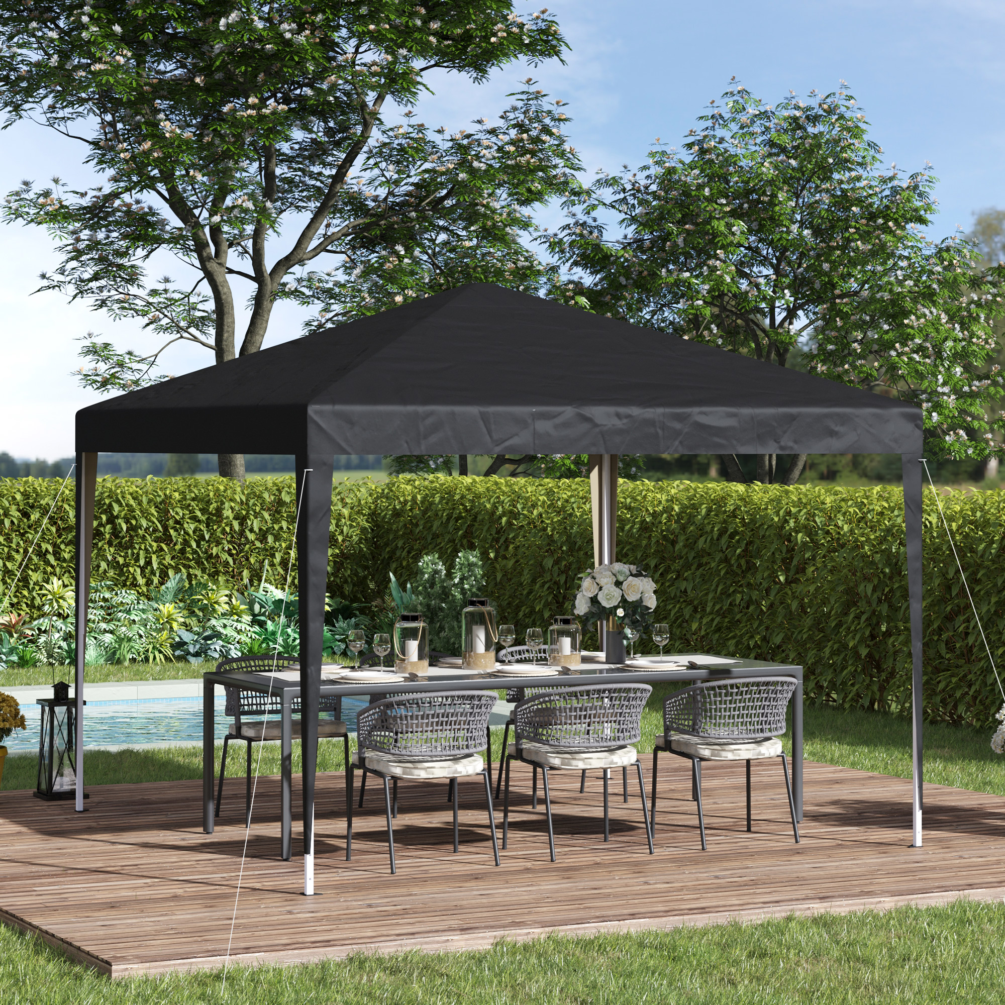 Pavillon, 2,95 x 2,95 m Pop-Up-Faltpavillon, Gartenpavillon, Partyzelt, UV-Schutz, Stahl+Oxfordstoff, Schwarz