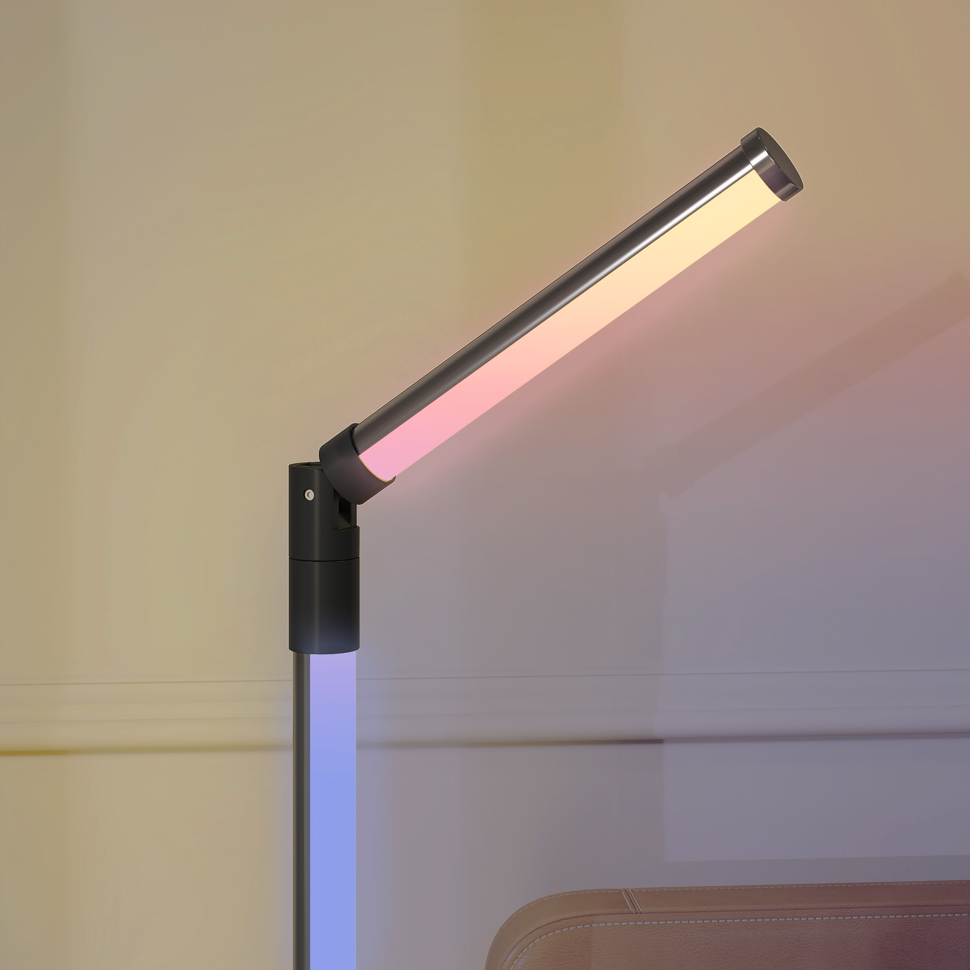 LED-Stehlampe, Standfußlampe mit Fernbedienung und verschiedenen Farben, Timer, App, Musik-Synchronisation, Dunkelgrau