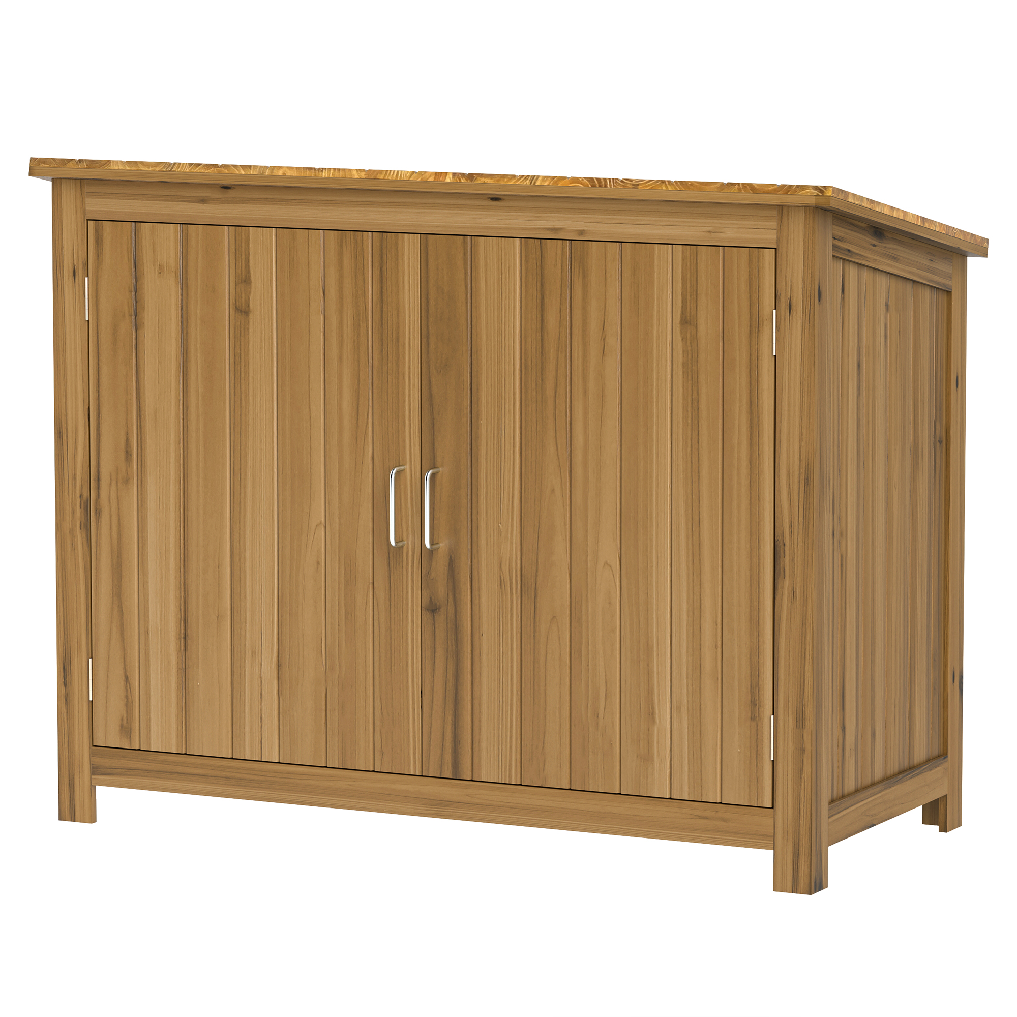 Gartenschrank, Holzkommode mit 2 Regalen für Garten, Terrasse, Wetterfest, 110 x 50 x 85 cm, Braun