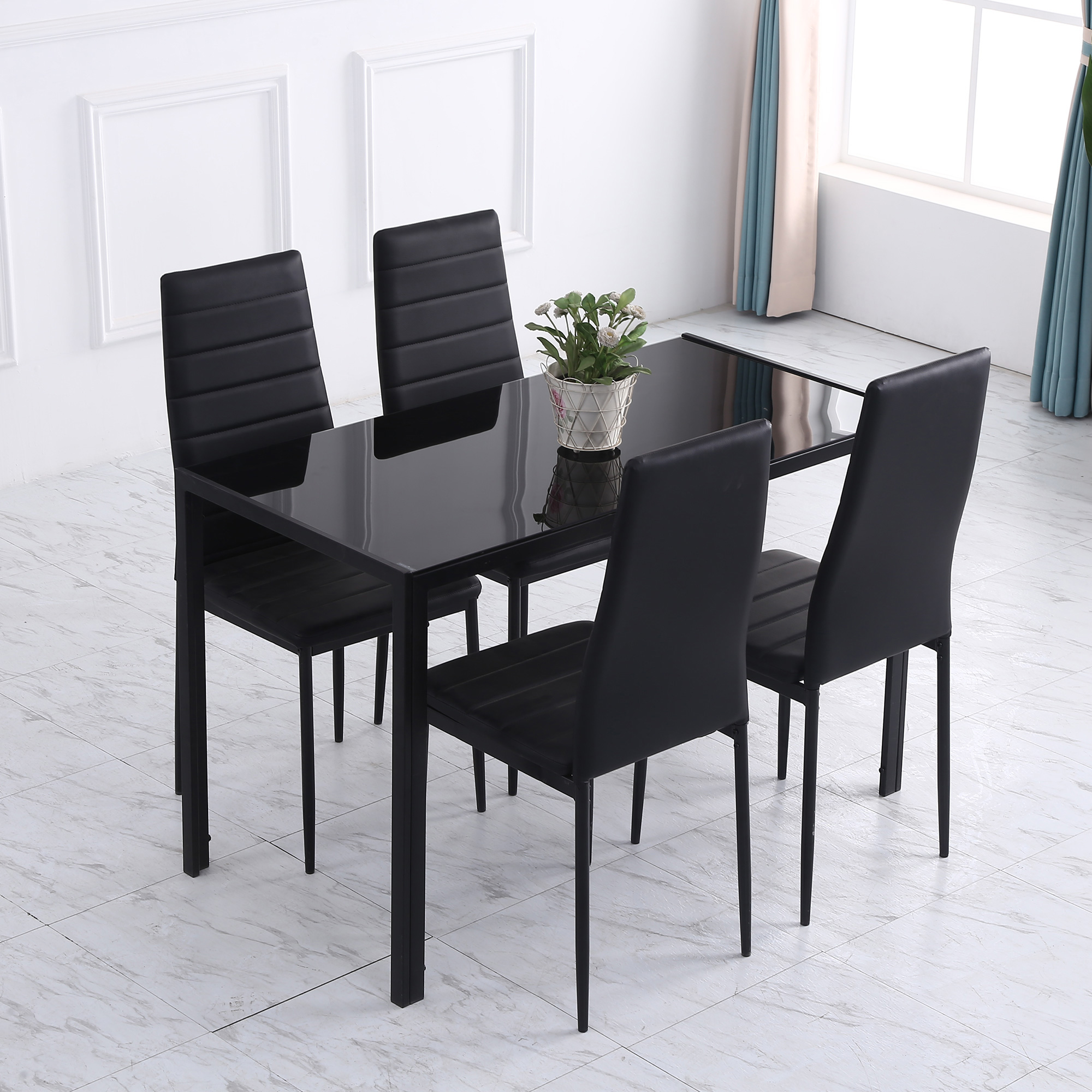 Esstisch Küchentisch großer Tisch, modernes Design, 120 cm x 60 cm x 75 cm, Schwarz
