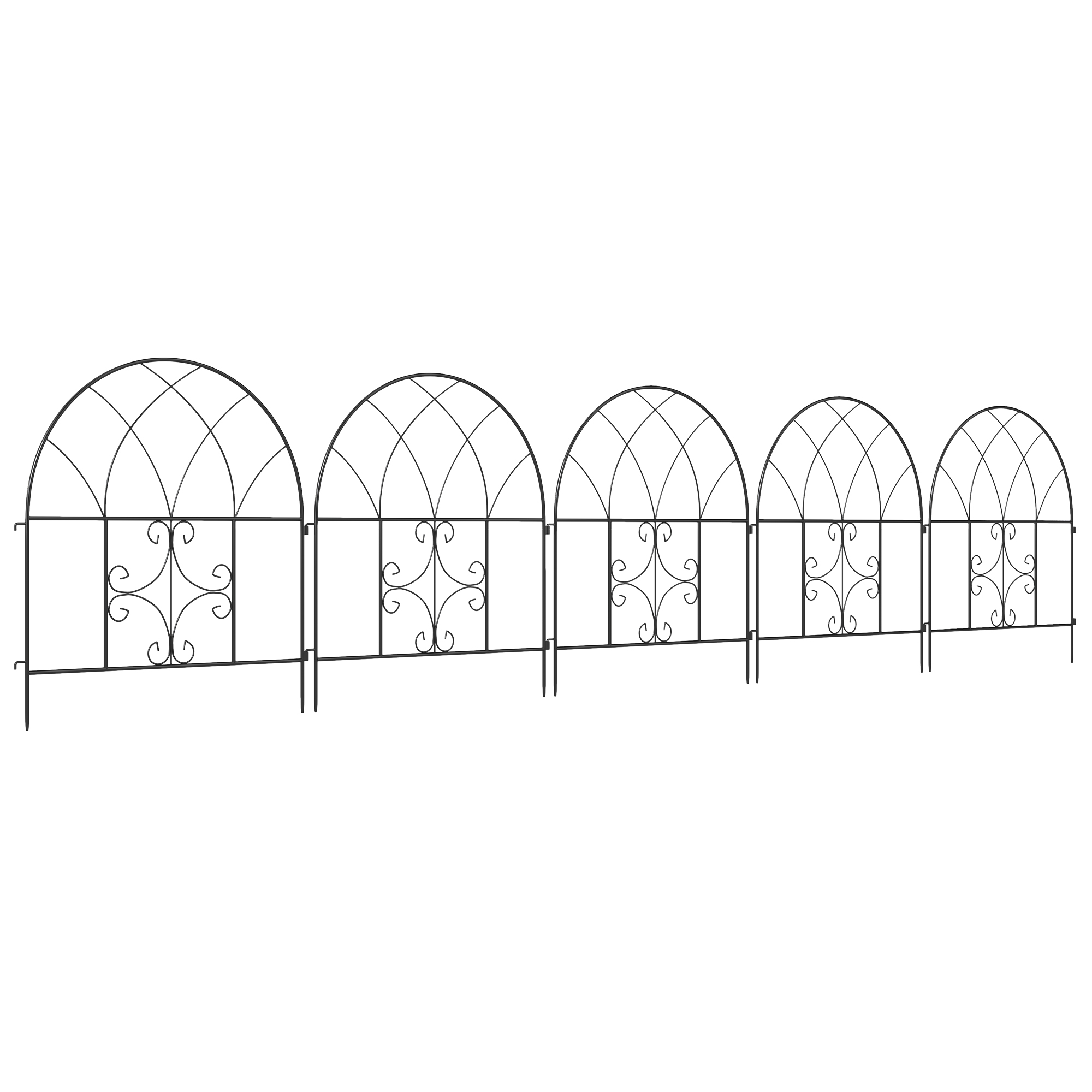 Gartenzaun Zaun Stahl 300 cm x 70 cm hoch Dekorativer Gitterzaun Set Zaunelemente Schwarz