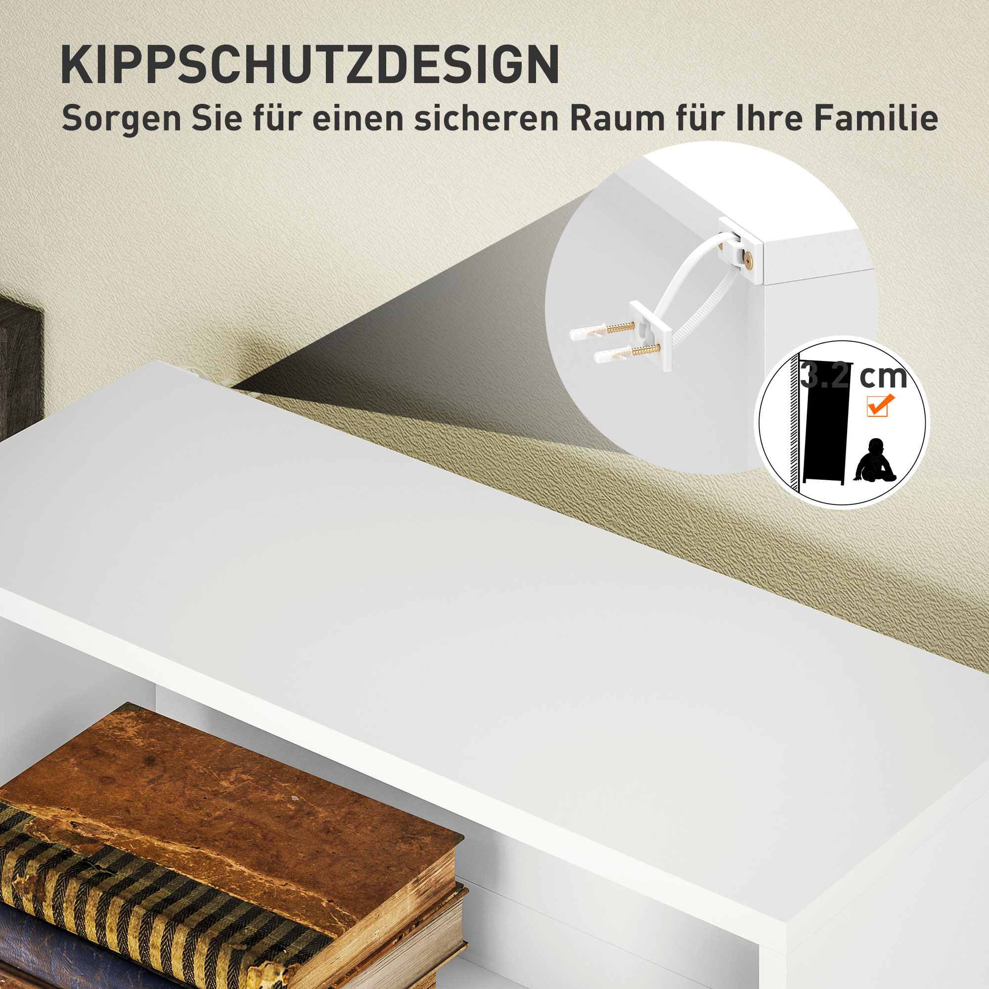 Bücherregal, 6 Fächer, verstellbare Regale, Spanplatte, 60 x 24 x 158,5 cm, Weiß