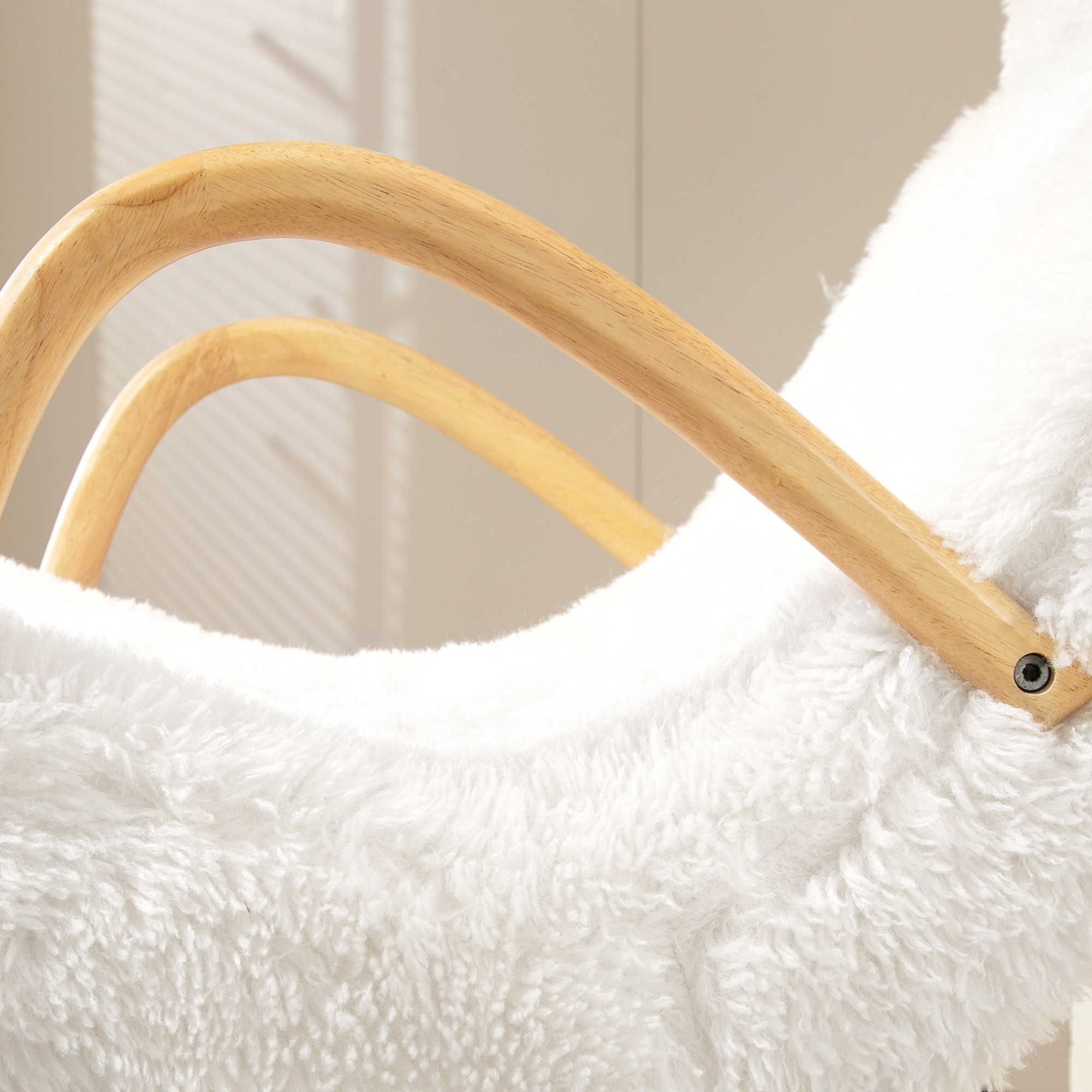 Schaukelstuhl, verstellbare Kopfstütze, weiche Polsterung, 58x114x109 cm, Weiß