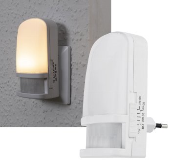 LED Nachtlicht mit Bewegungsmelder, 230V, Licht Warmweiß, On/Off/Auto