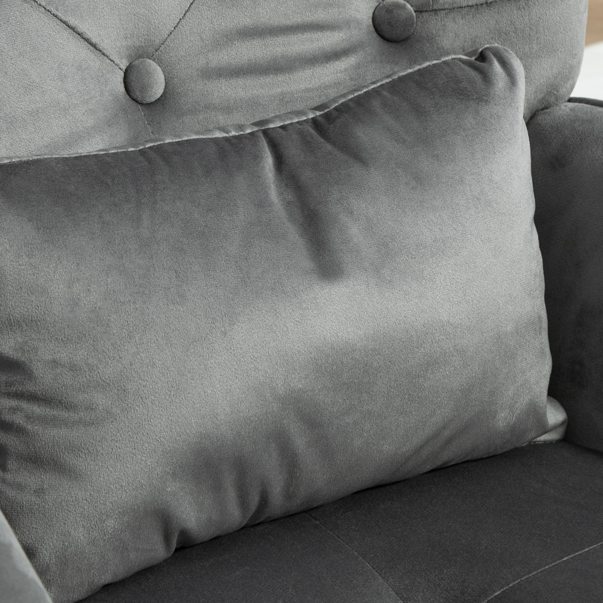 Akzentsessel mit Hocker, gepolstert, hohe Rückenlehne, Samtoptik, bis 150 kg, Dunkelgrau