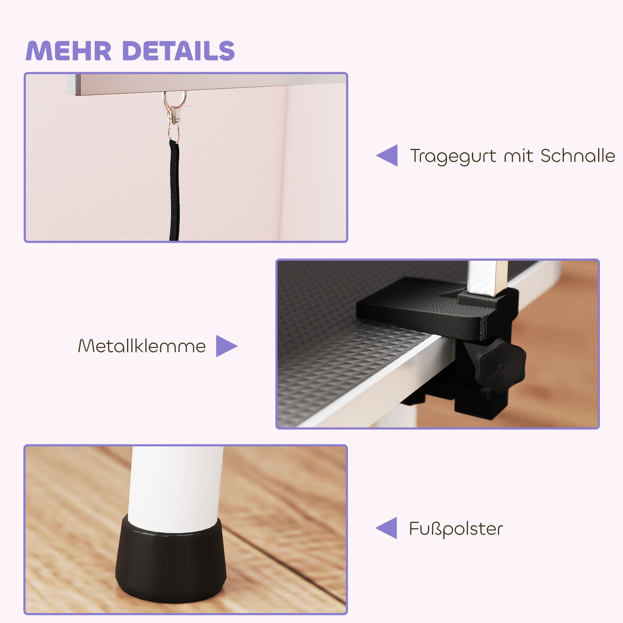 Trimmtisch für Hunde Hundepflegetisch mit Schlinge klappbar Stahlbeine rutschfest Tischplatte 81x48,5x80 cm Schwarz