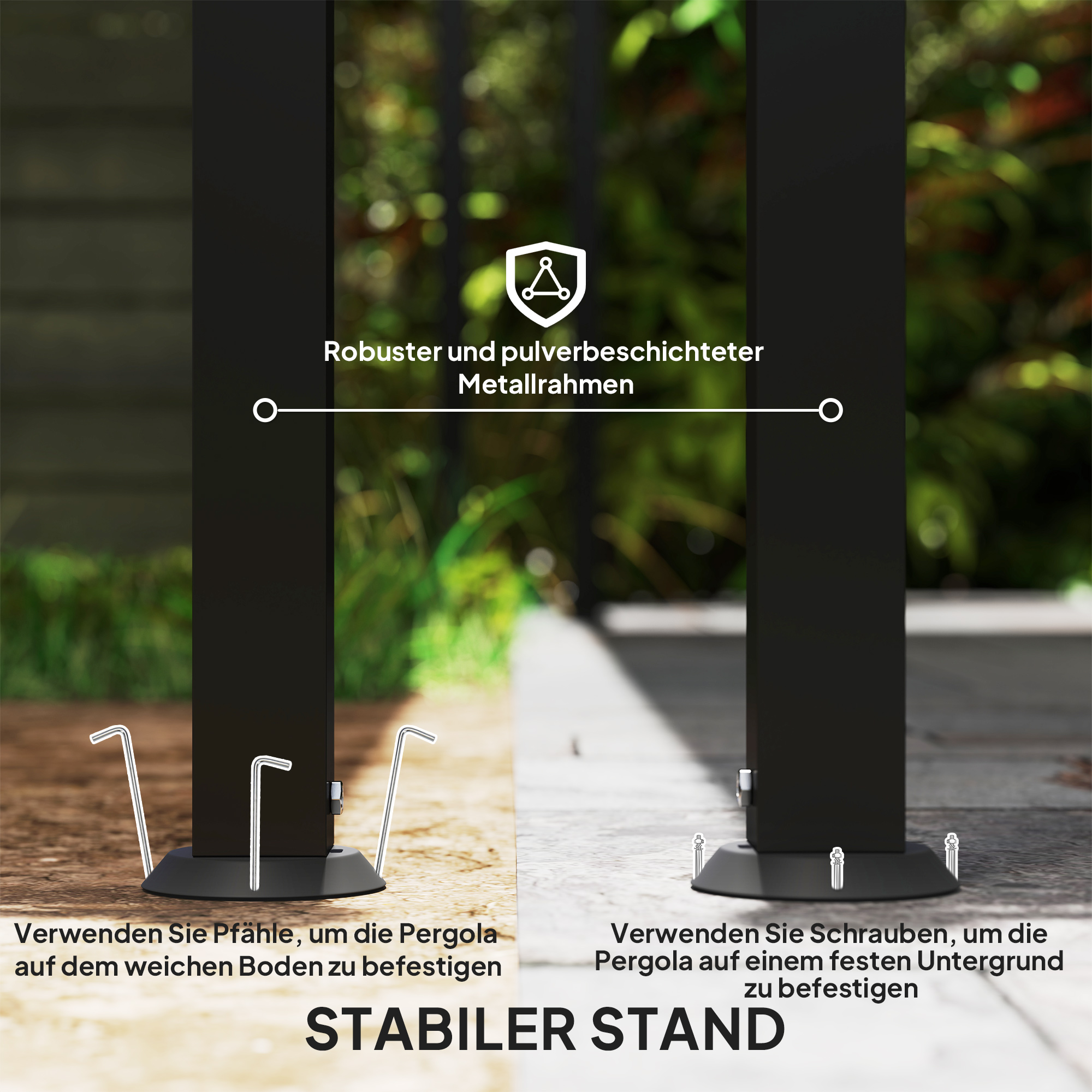 2,5 x 3 m Pergola, Wandmontierter Garten-Pavillon, wasserbeständig, Metallrahmen, Ablauflöcher, Schattendach, Cremeweiß