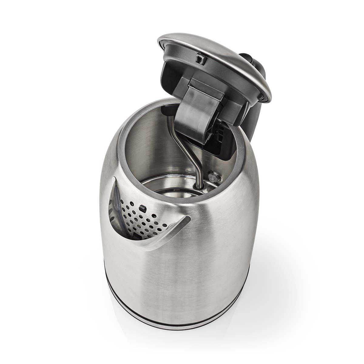 Wasserkocher | 1.7 l | Edelstahl | schwarz / Silber | Um 360 Grad drehbar | Verdecktes Heizelement | Strix Controller | Boil-dry protection