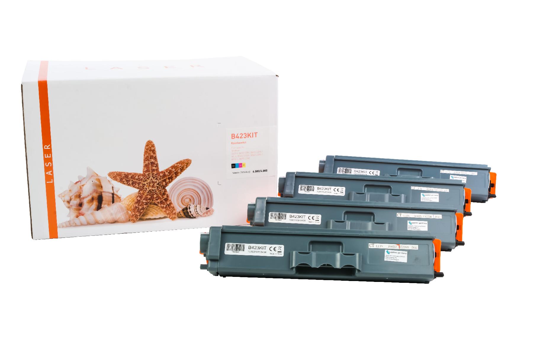 TN423KIT alternativ Toner Rainbowkit für Brother / TN423 /BK6.500 /CMY4.000 Seiten