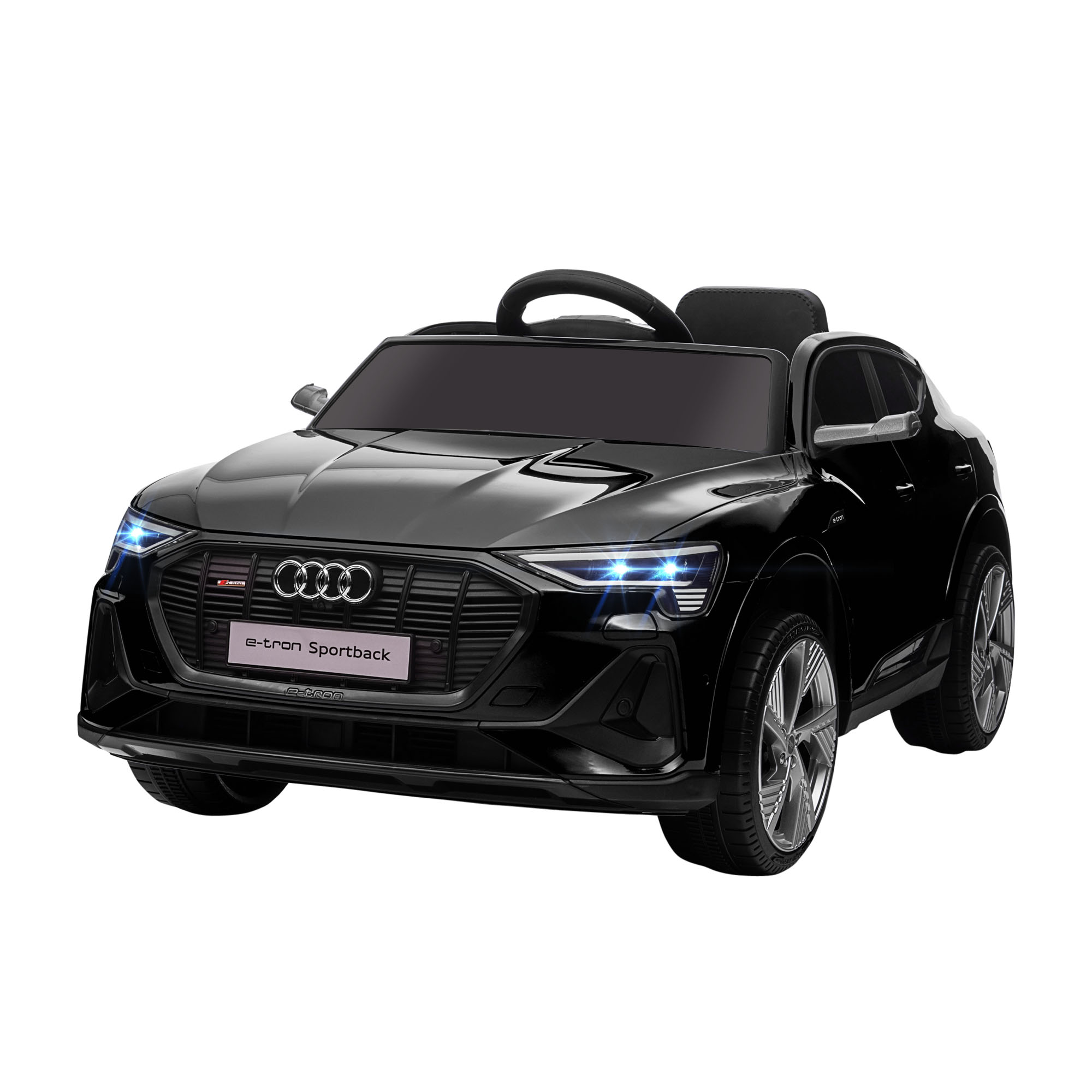Kinderfahrzeug Audi E-tron Elektroauto mit Fernbedienung, Sicherheitsgurt, Musik (MP3/USB/TF), Kinderfahrzeug für Kinder 3-5 Jahre, 3-5 km/h, Schwarz