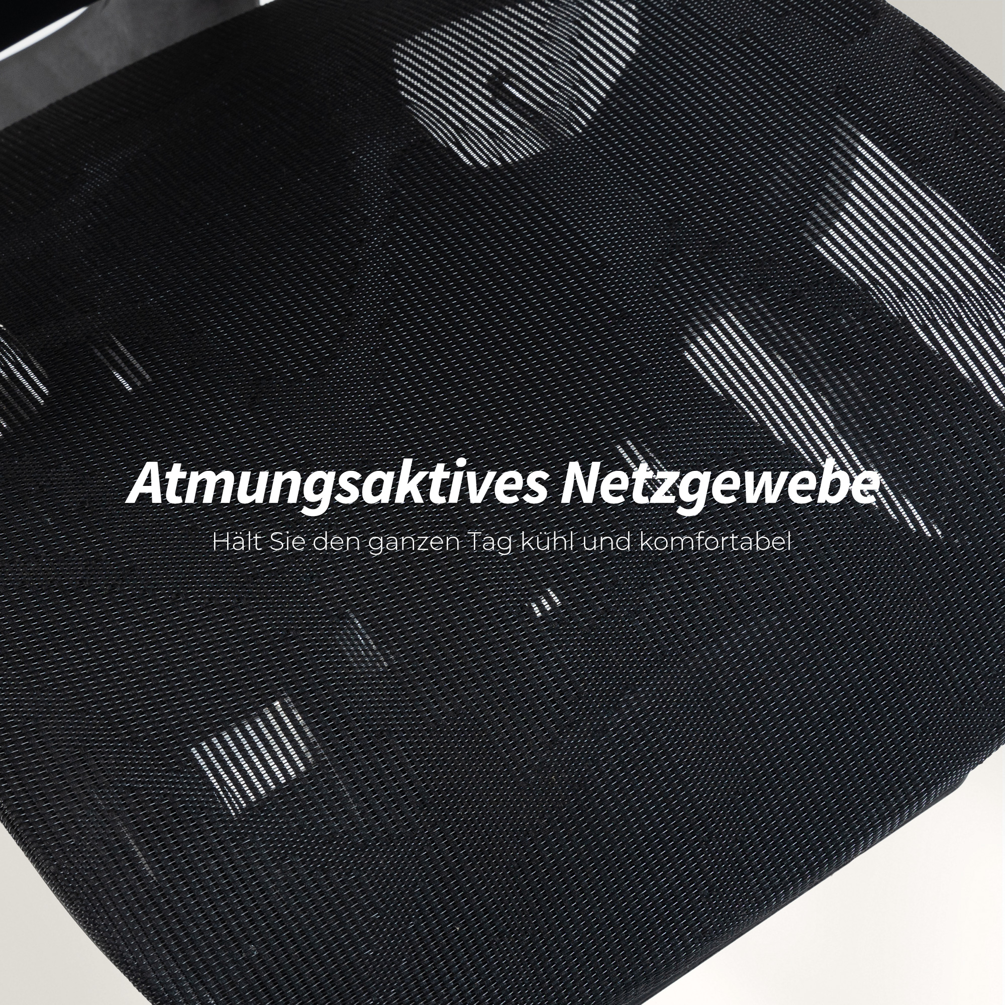 Bürostuhl Ergonomisch Schreibtischstuhl mit verstellbar Lenden- und Kopfstütze 6D-Klapparmlehnen Fußstütze Netz Schwarz