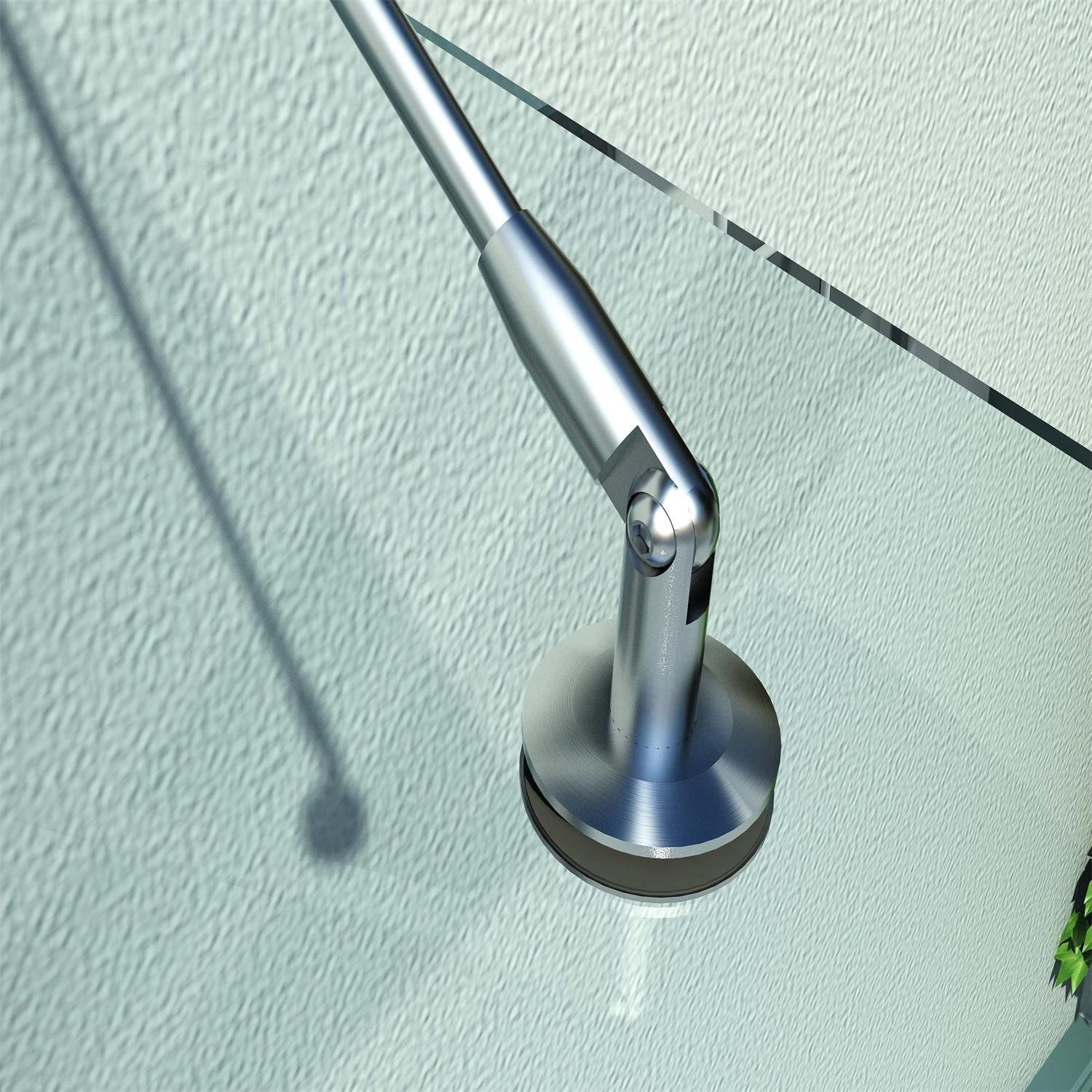 Vordach Glasvordach Türvordach, gehärtetes Glas, 304 Edelstahl Klarglas 150 x 90 cm