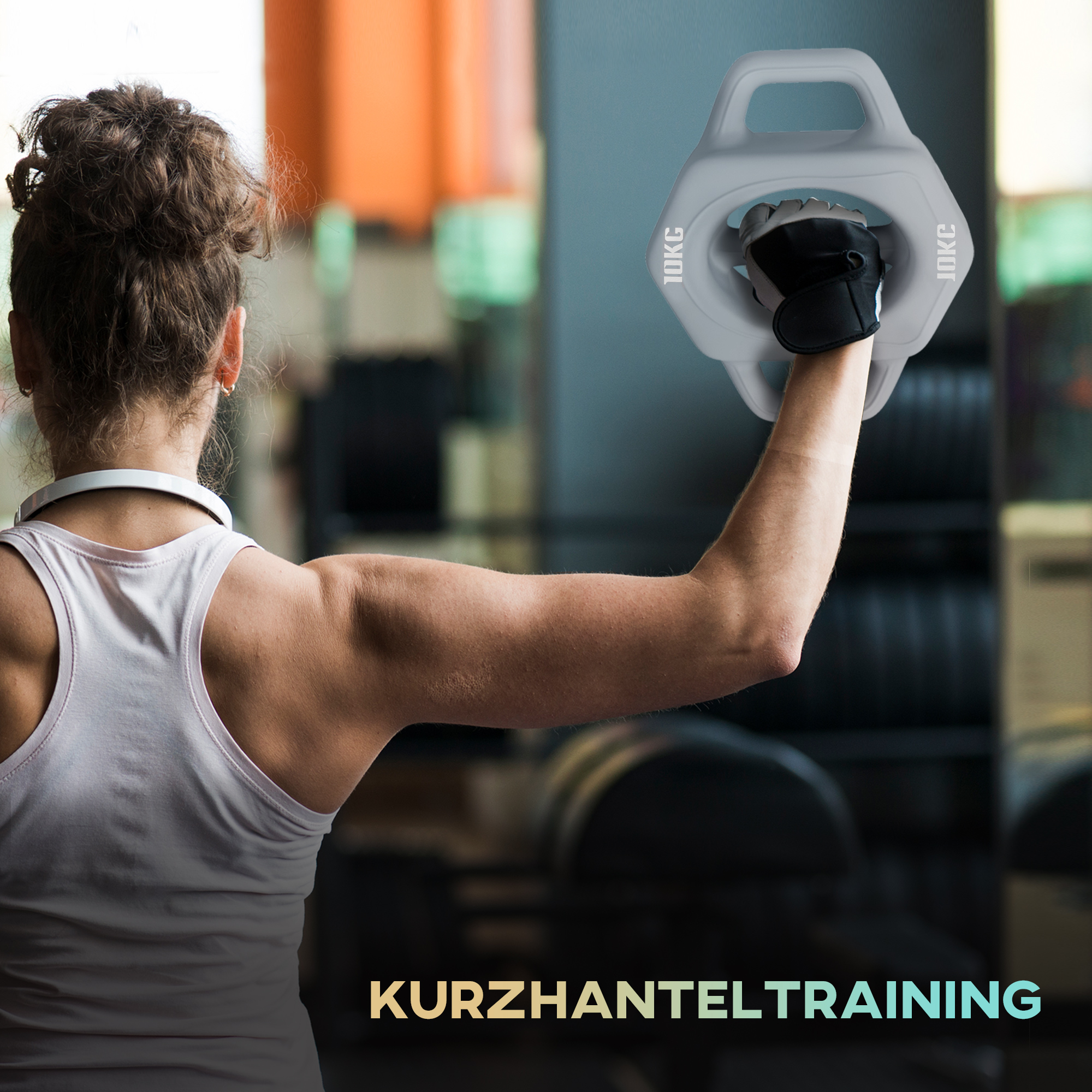 3-in-1 Multifunktionshantel, 10 kg, rutschfest, geruchsarm, Kunststoffmantel, Eisenkern, grau