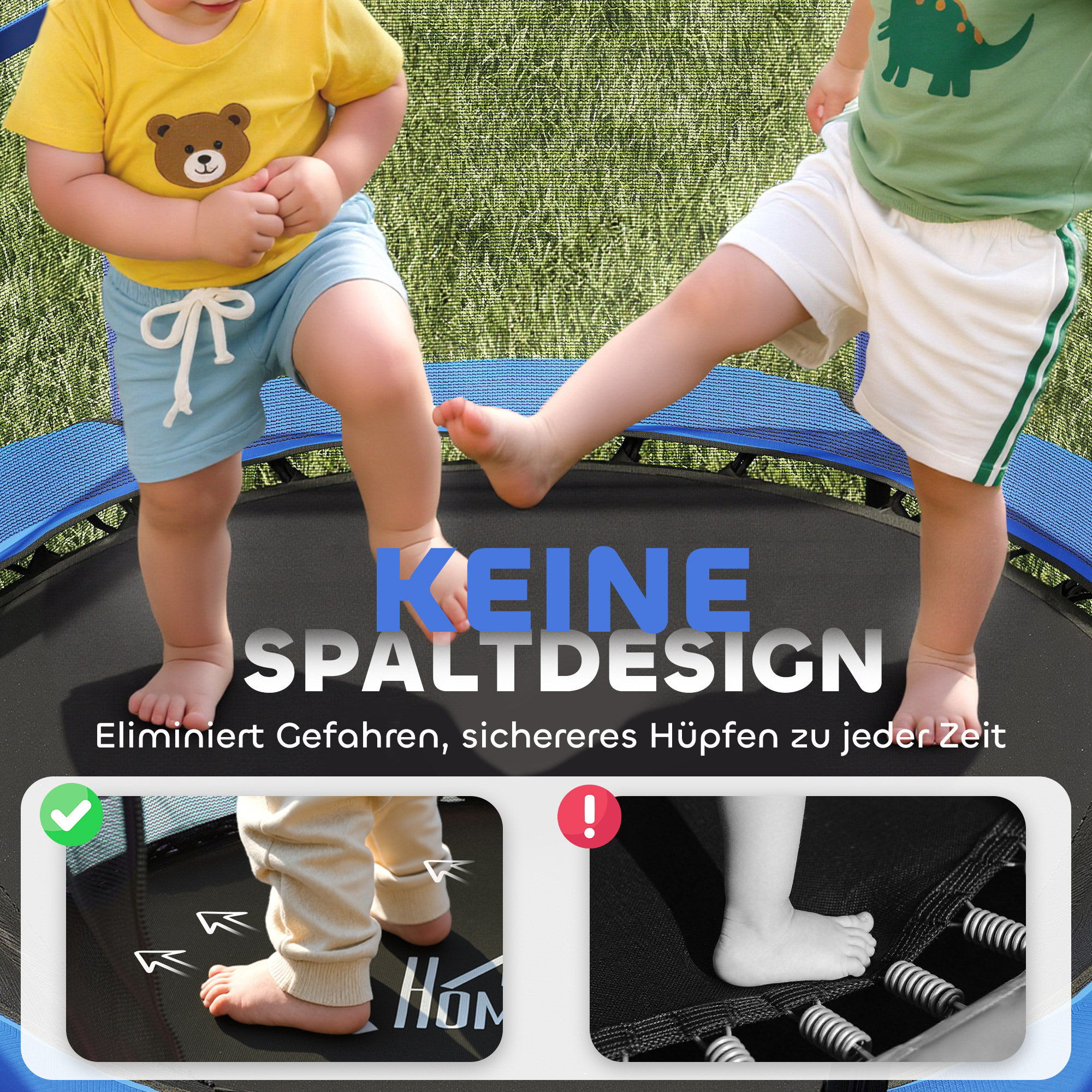 Trampolin für Kinder, Ø140 cm, mit Sicherheitsnetz, für innen und außen, Stahl, Kunststoff, belastbar bis 50 kg, Blau