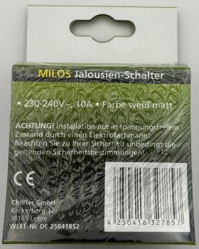 MILOS Jalousien-Steuerung Hoch/Runter, Taster, inkl. Rahmen, UP, weiß matt