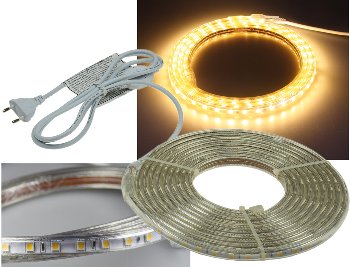 LED-Stripe "Ultra-Bright" 230V, 5,0m, 600 Lumen/Meter, warmweiß LED-Stripe "Ultra-Bright" 230V, 5,0m, 600 Lumen/Meter, warmweiß
