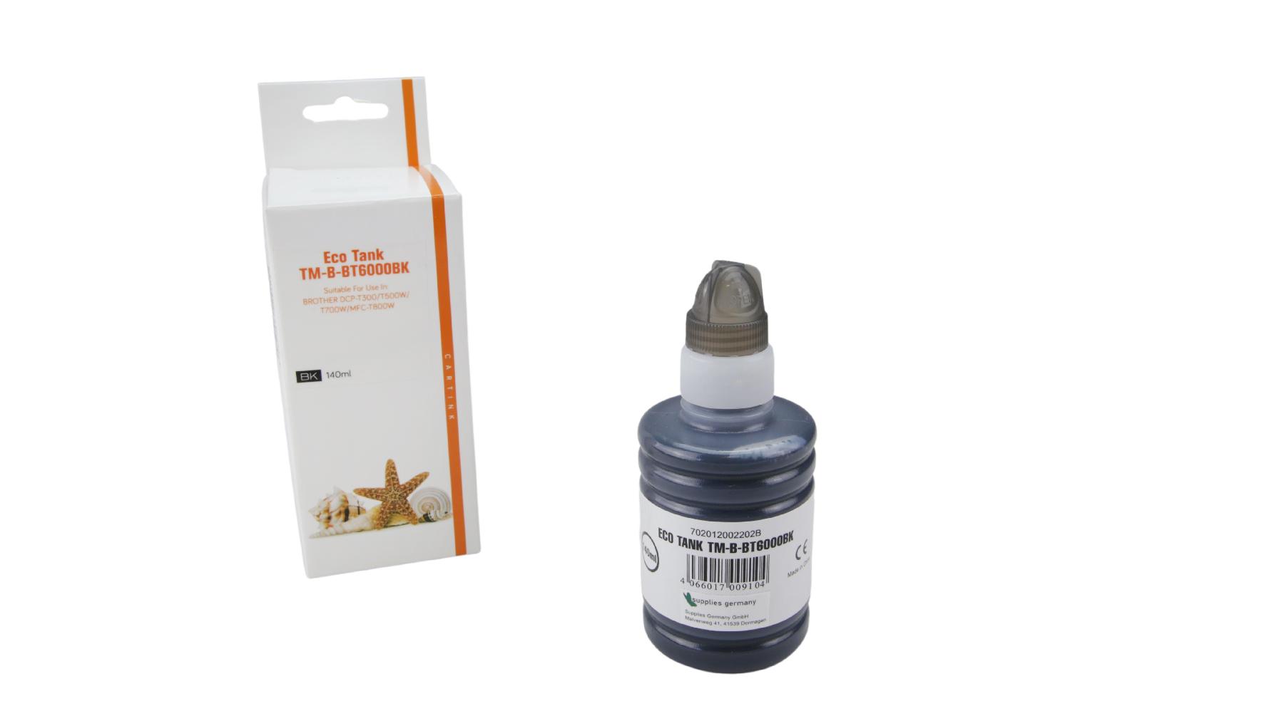 BT6000 schwarz Eco Tank Nachfüllflasche schwarz für Brother / BT6000BK / 140ml