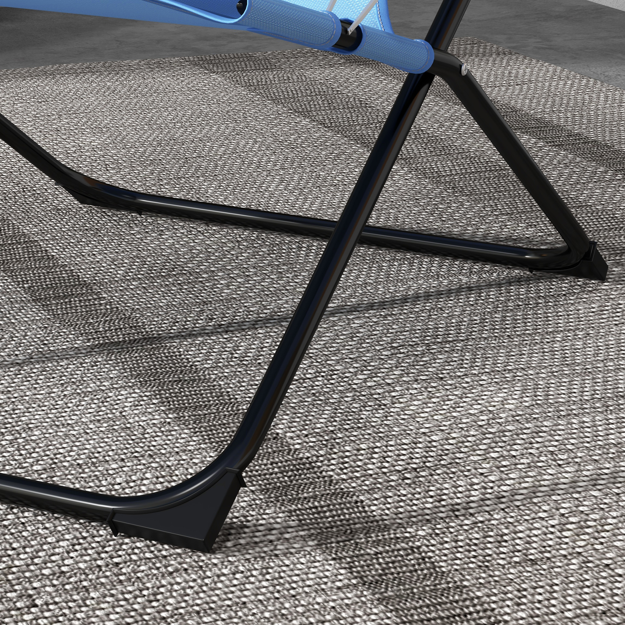 Klappstuhl, 4-stufig verstellbar, atmungsaktiv, Metallgestell, 69 x 91 x 96 cm, Schwarz/Blau