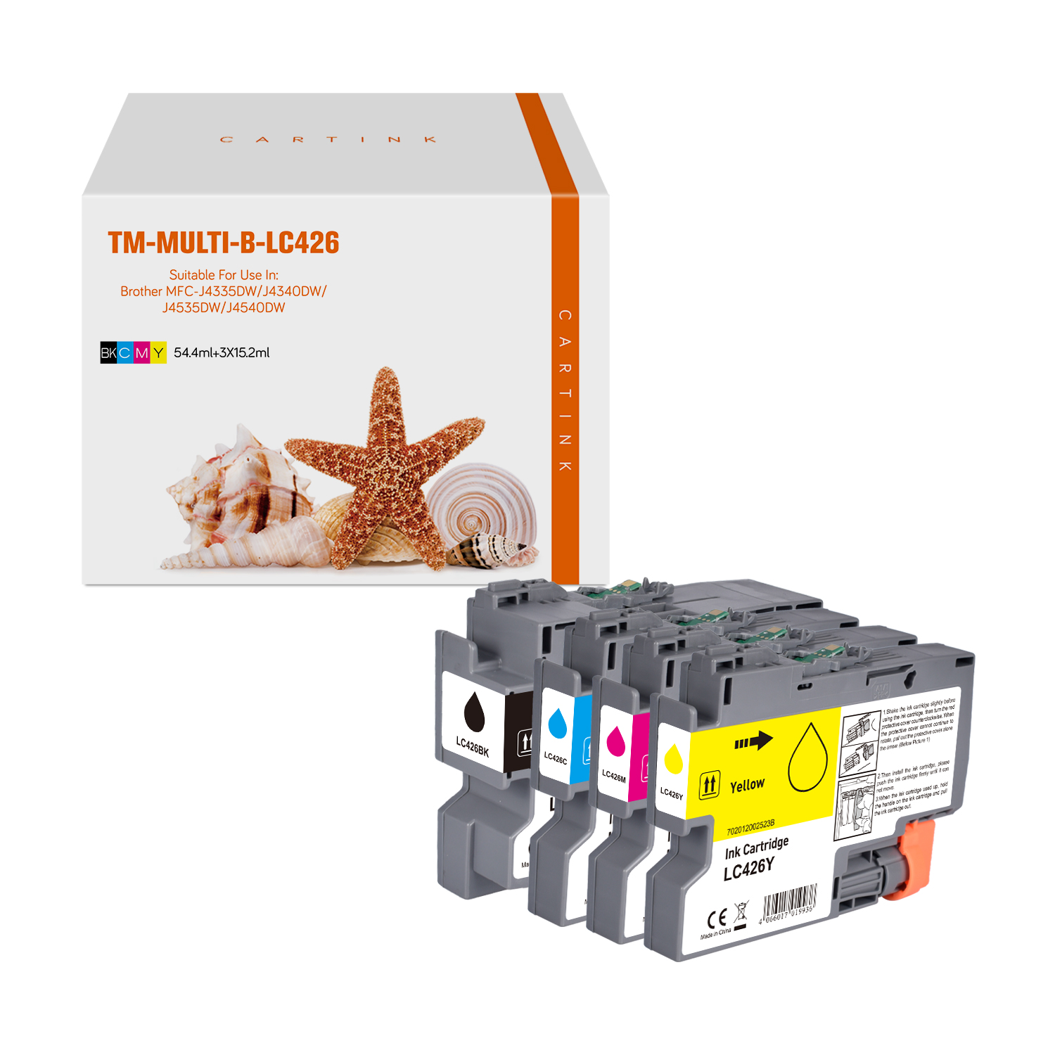 Multipack LC426 alternativ (Pigment) Tinte für Brother  / LC426VAL / BK55ml / C,M,Y16ml