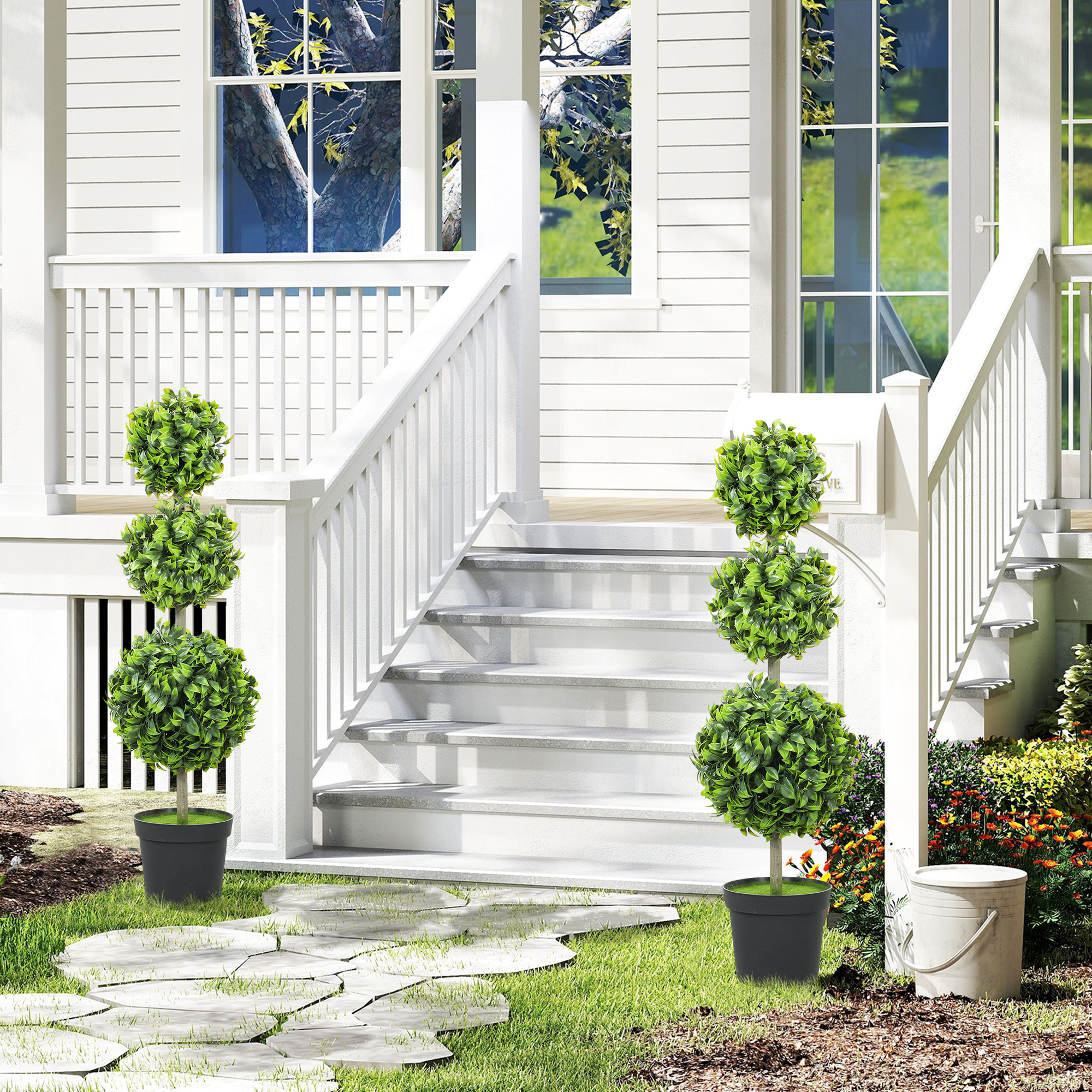 Kunstpflanzen im Topf, Kunststoff-Blätter, beflockte Erde, Grün