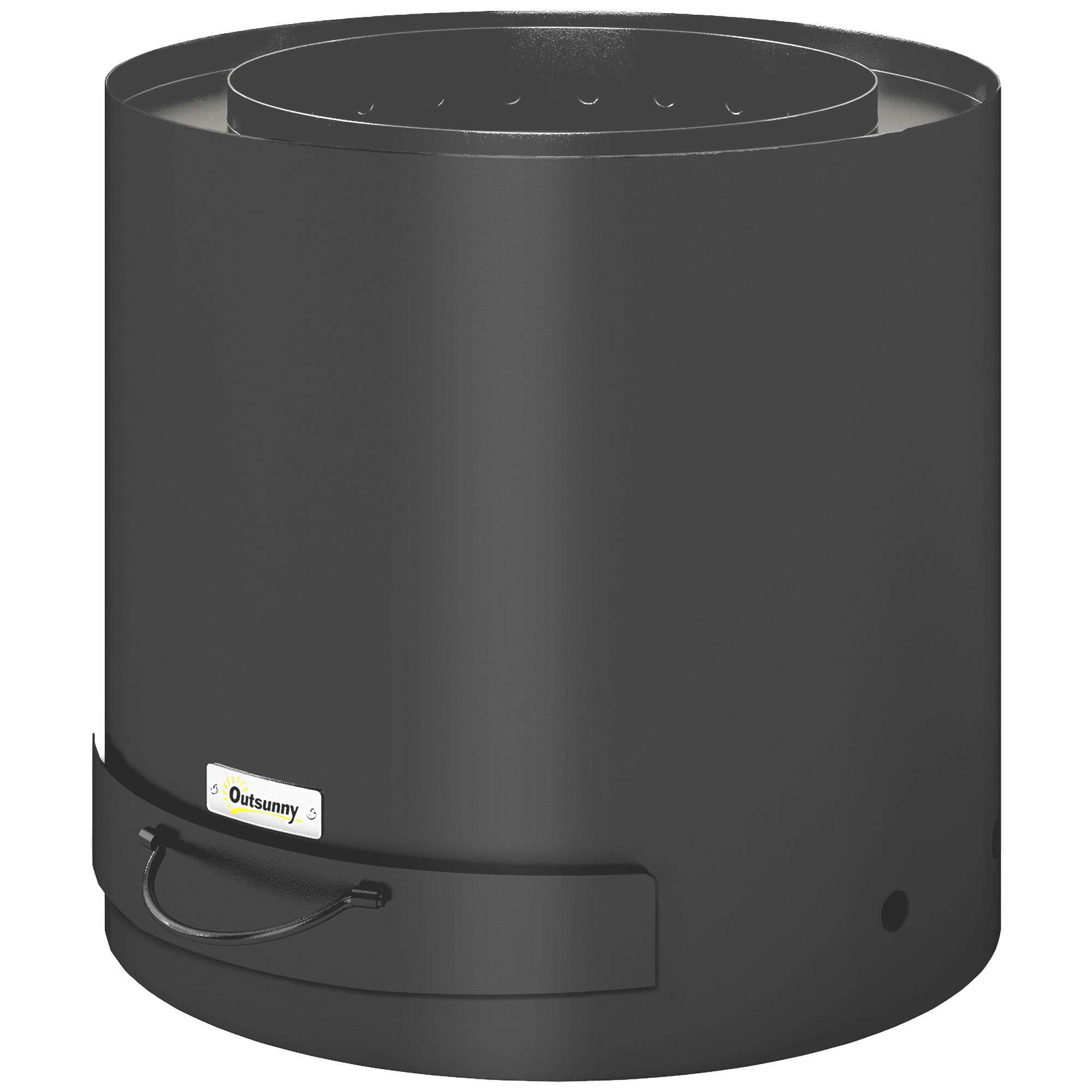 Feuerschale Ø45x42cm aus Edelstahl Feuerstelle mit Schürhaken Aschenwanne Schwarz