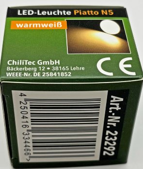 LED-Modul "Piatto N5" warmweiß, 38°, 2900K, 230V, 5W, 370lm, 50x24mm