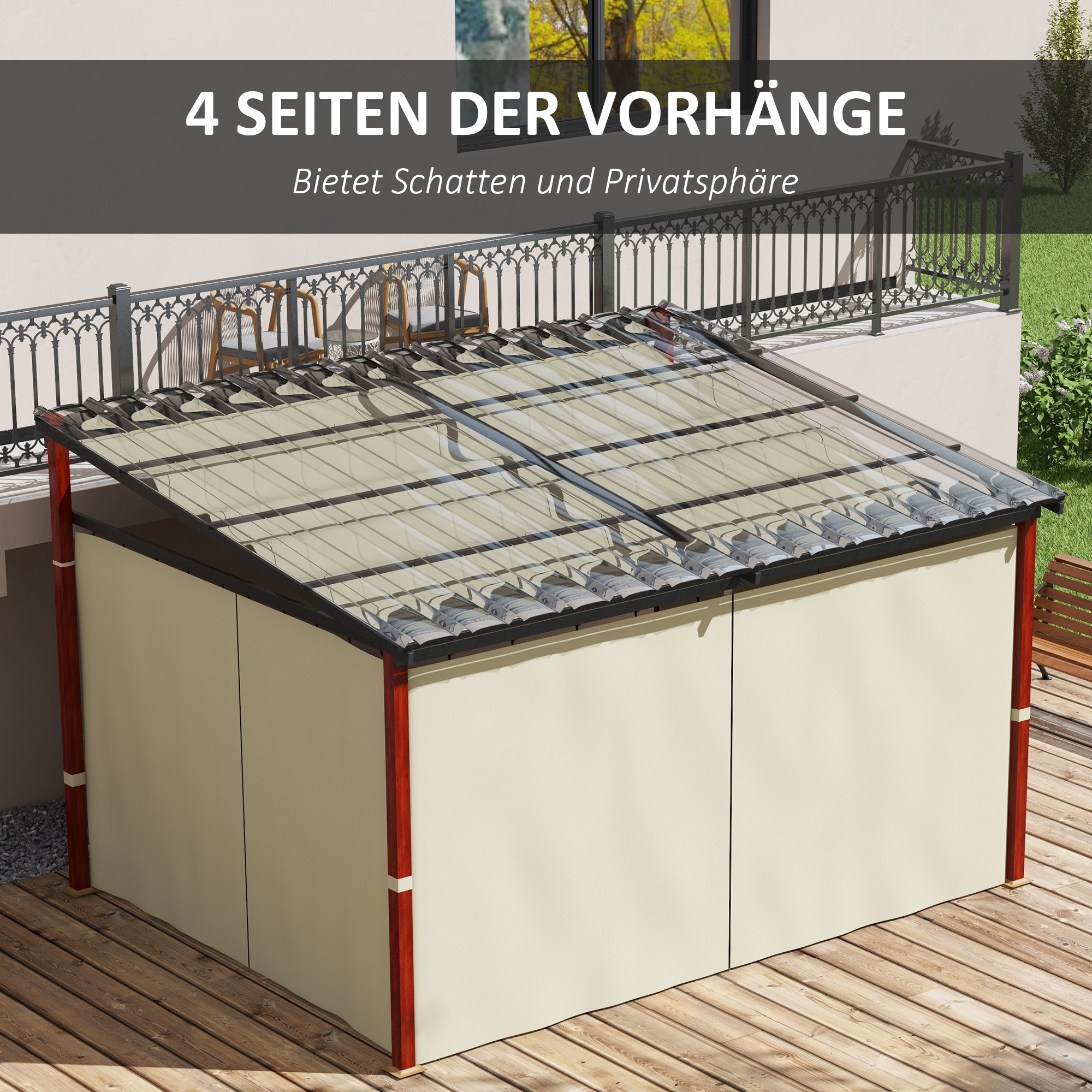 Gartenpergola versenkbare Gartenpergola, wetterbeständog, inkl Befestigungsmaterial, Beige
