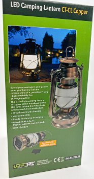 LED Camping Laterne "CT-CL Copper", ØxH 12x23,5cm, 4x AA, warmweiß, dimmbar