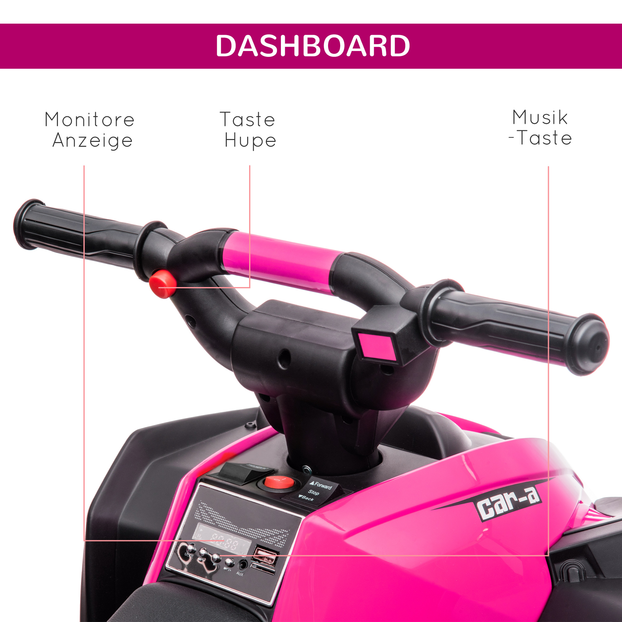 Elektro Kinderquad, 3-6 km/h, Licht/Musik, für 3-5 Jahre, bis 25kg, Rosa/Schwarz