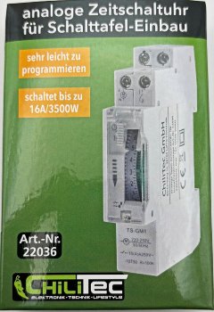 analoge Tages-Zeitschaltuhr für, Schalttafel-Einbau, 230V, max. 3500W