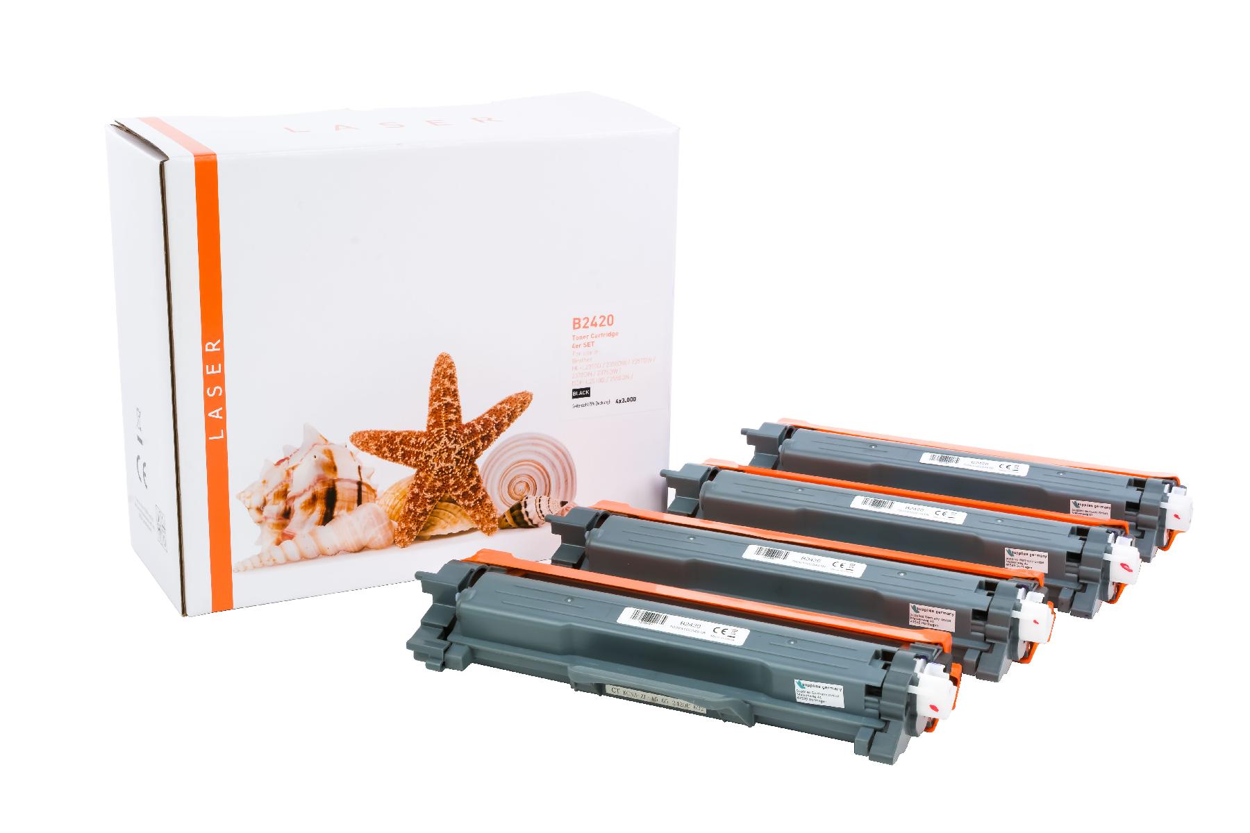 4er Set TN2420 alternativ Toner black für Brother / TN2420 / 4x3.000 Seiten