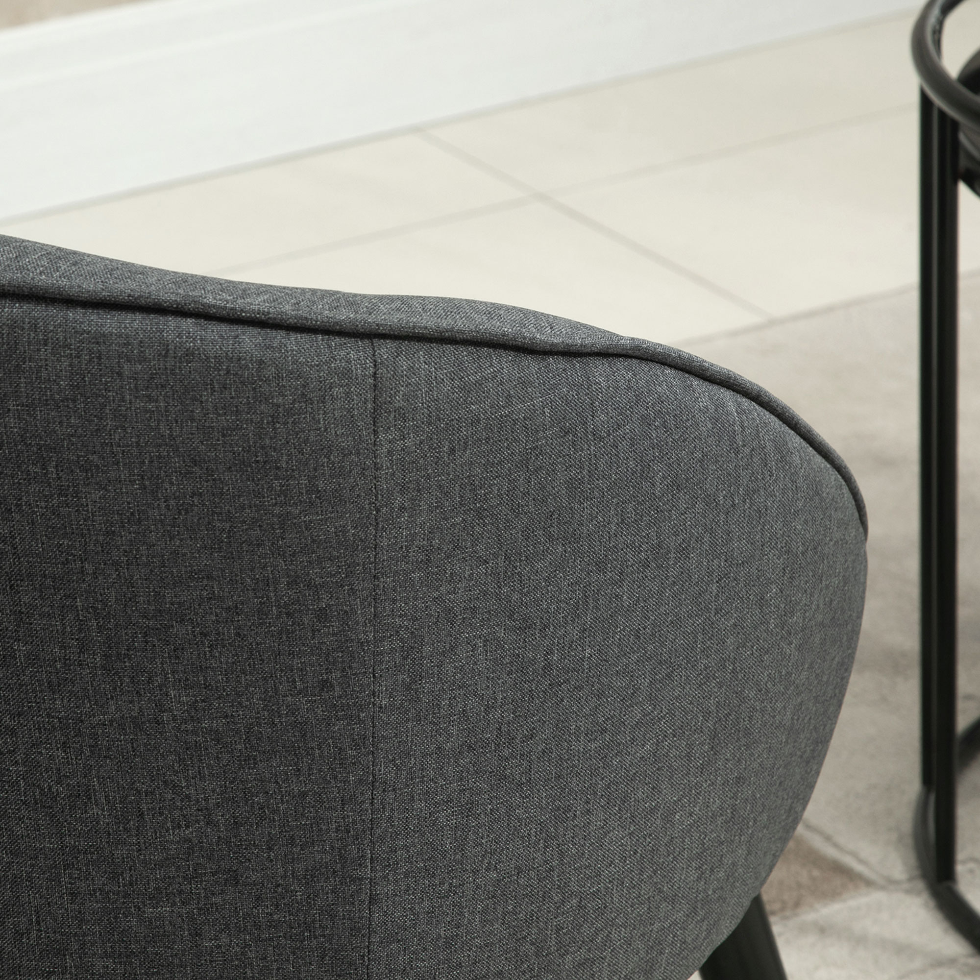 Loungesessel Cocktailsessel bis 150 kg, Leinen-Optik Holz Grau 71 x 65 x 75 cm