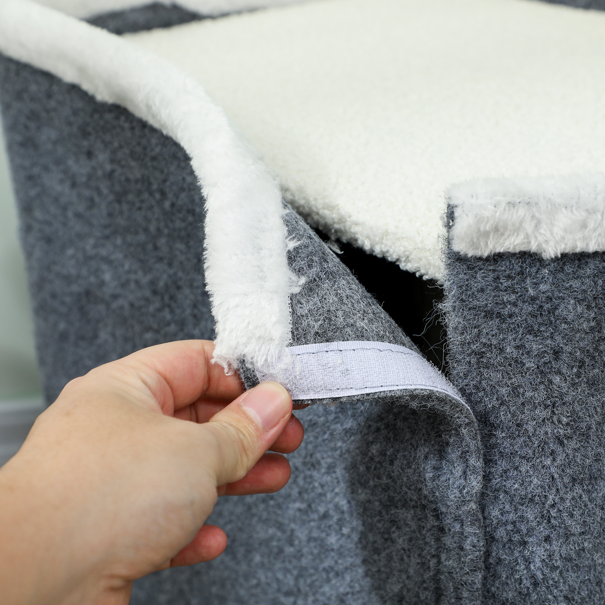 Katzenkratzbaum, Top-Liegefläche, 2-stöckiges Haus, Sisalpfosten, Grau