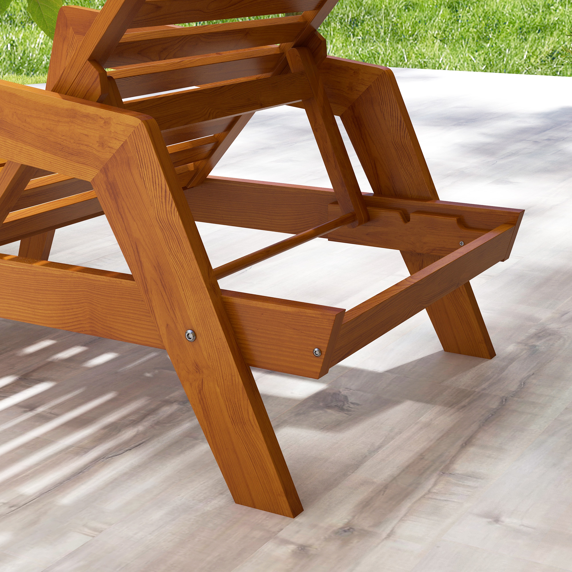 Sonnenliege Gartenliege Holzliege, Massivholz, 66 cm x 190 cm x 73,5 cm, Orange