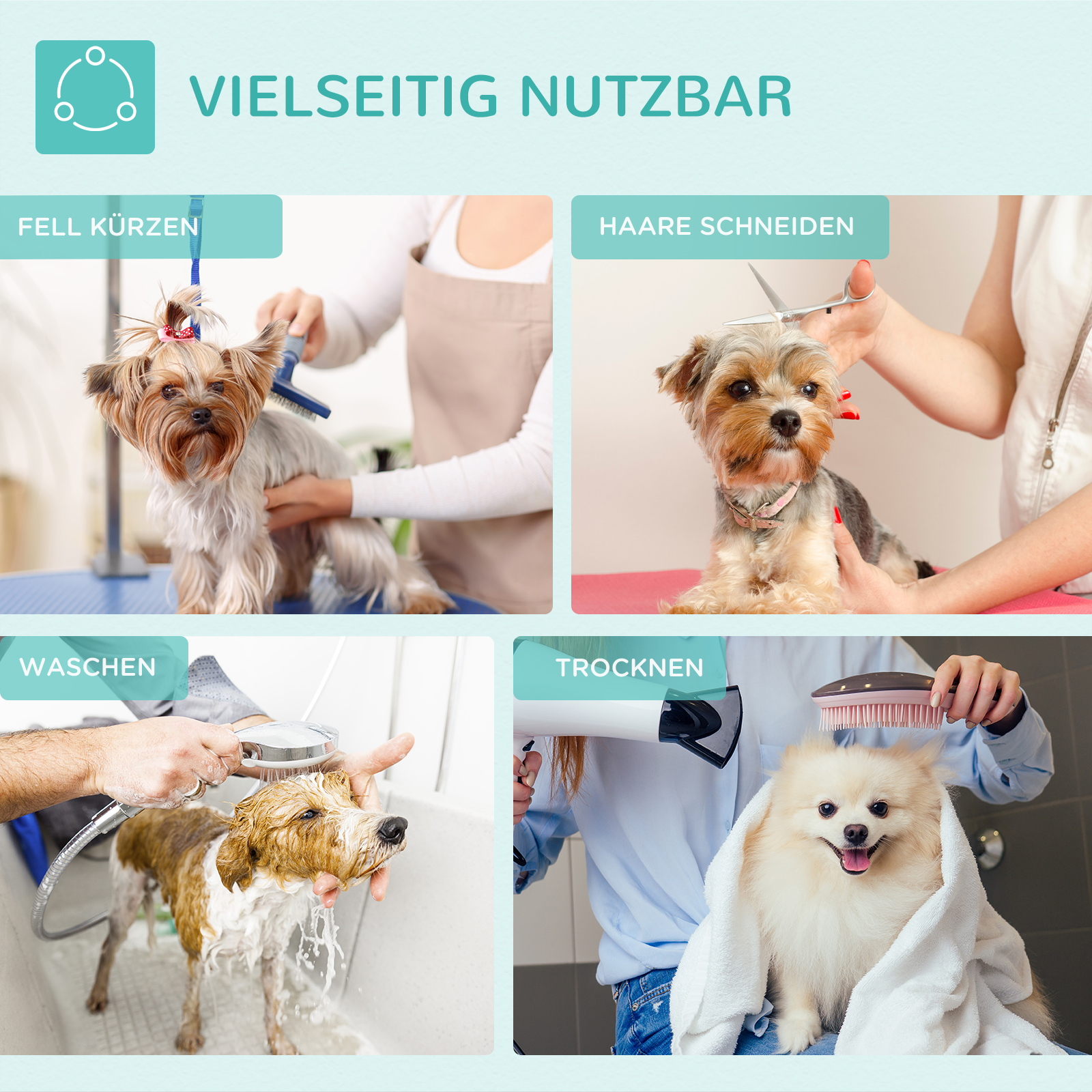 Haustier-Pflegetisch, zum Frisieren, Bürsten, Waschen von Haustieren, Metall, Blau