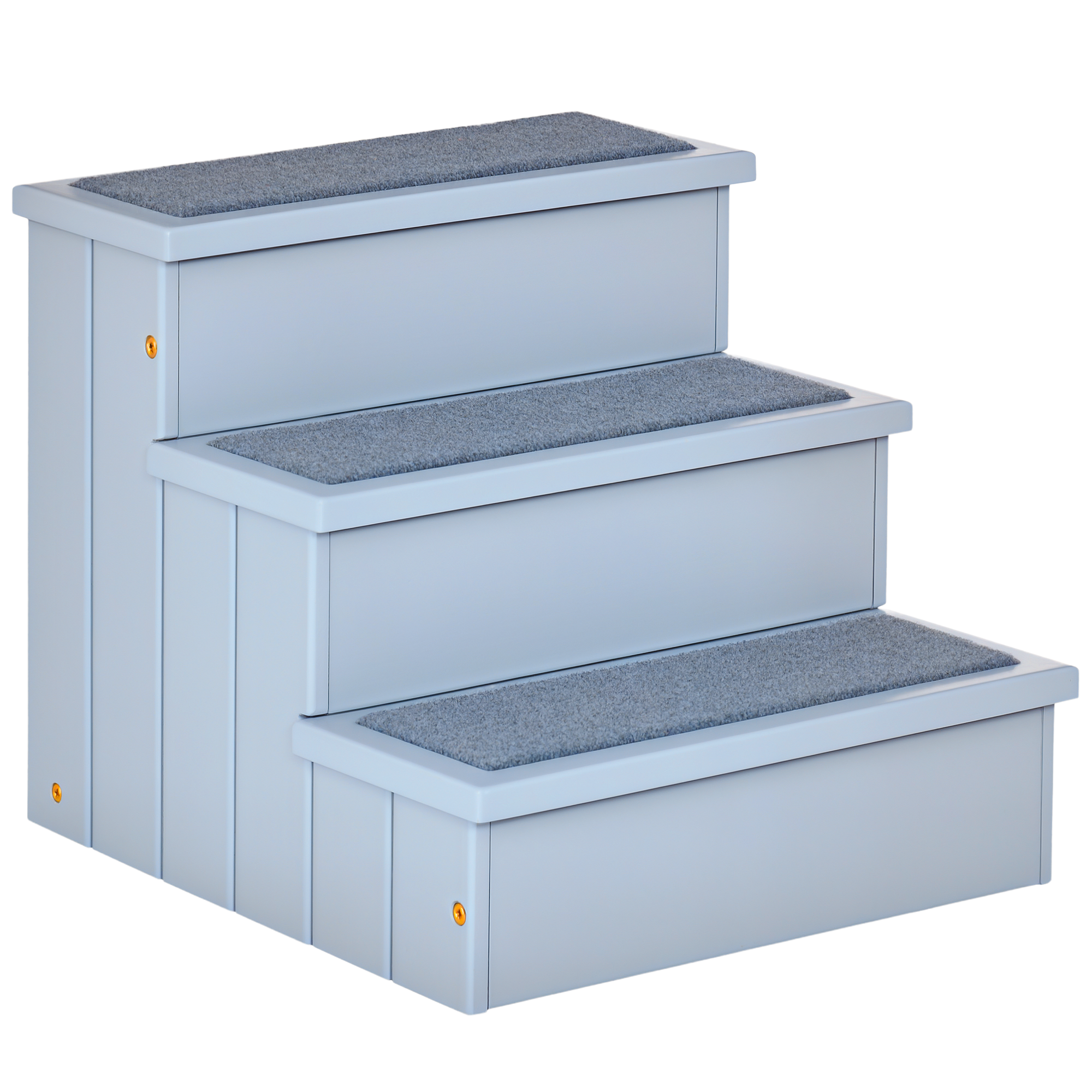 Hundetreppe 3 Stufen 38 cm Hoch Haustiertreppe für kleine bis mittelgroße Hunde Katzentreppe Hunderampe Einstiegshilfe für Bett, Sofa, Couch und Auto Grau