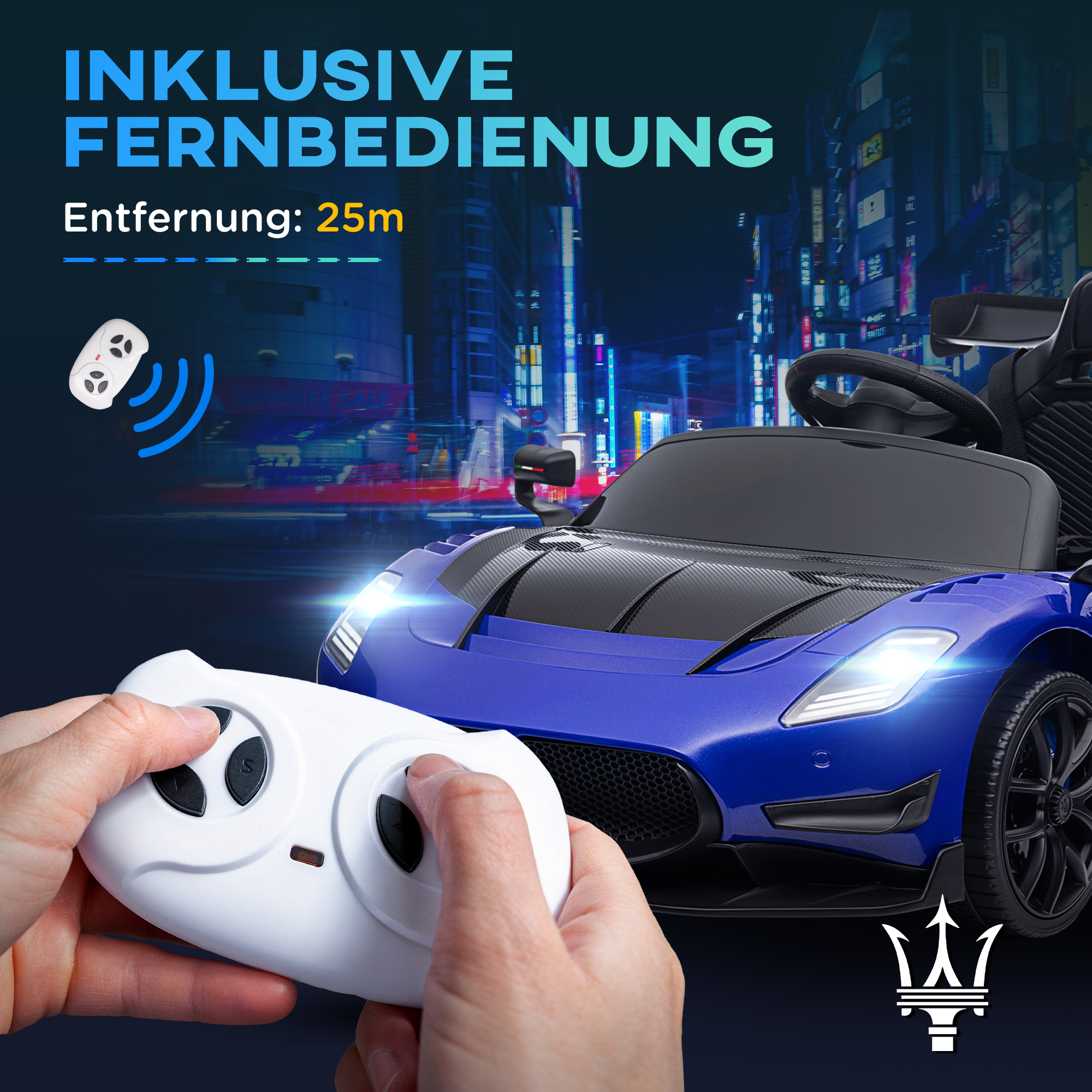 Elektro-Kinderauto 12V, lizenziert, Fernbedienung, stoßdämpfende Räder, Blau, 115x60x45 cm