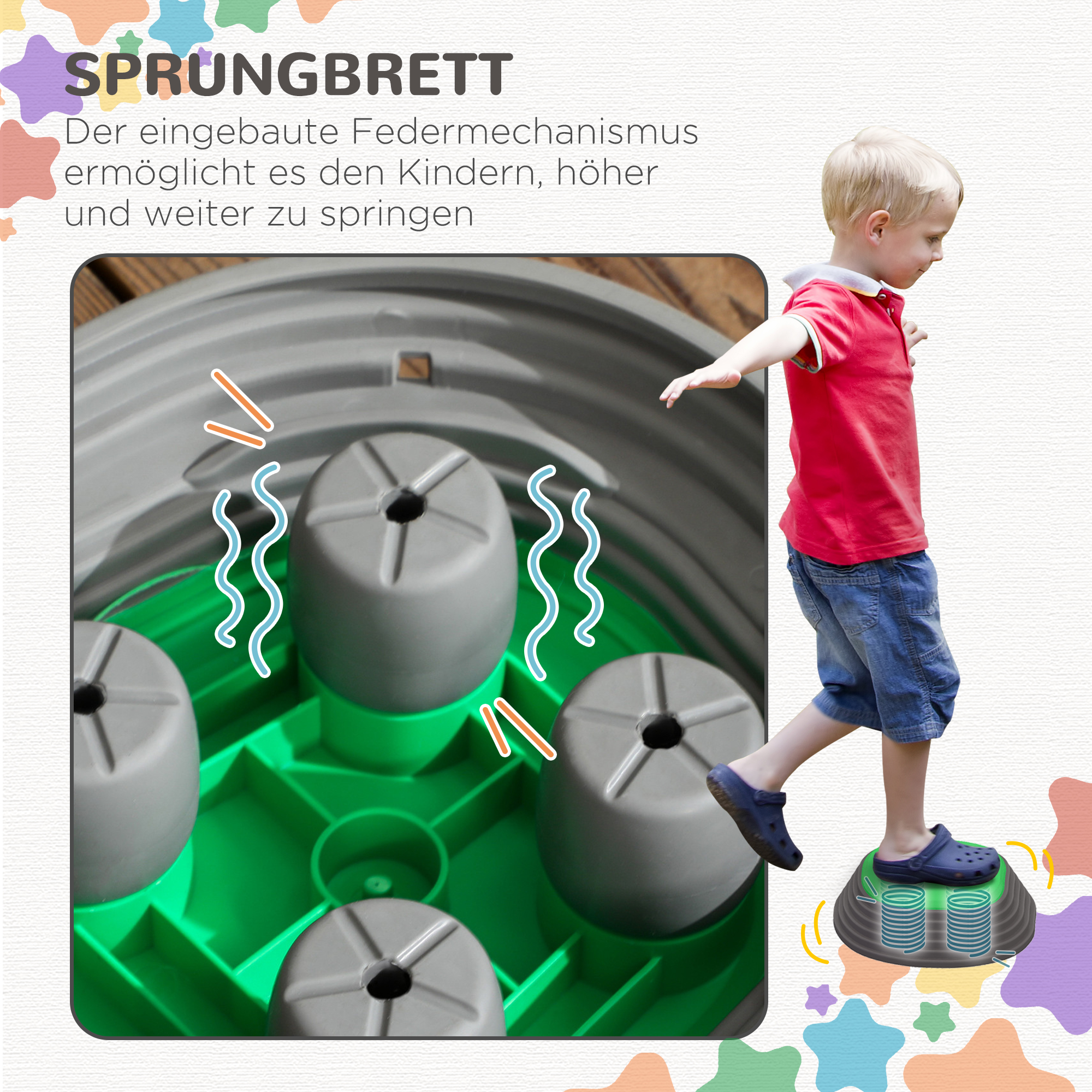 Trittsteine-Set für Kinder ab 3 Jahren, 5 Steine, rutschfest, bis 80 kg, Seestern-Design