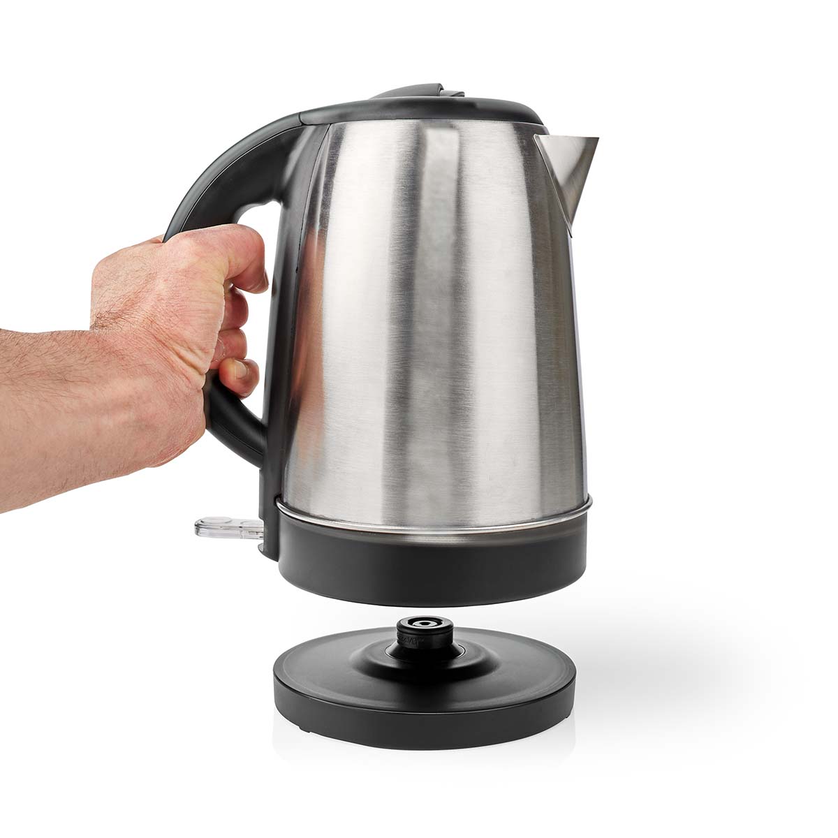 Wasserkocher | 1.7 l | Edelstahl | Aluminium / schwarz | Um 360 Grad drehbar | Verdecktes Heizelement | Strix Controller | Boil-dry protection