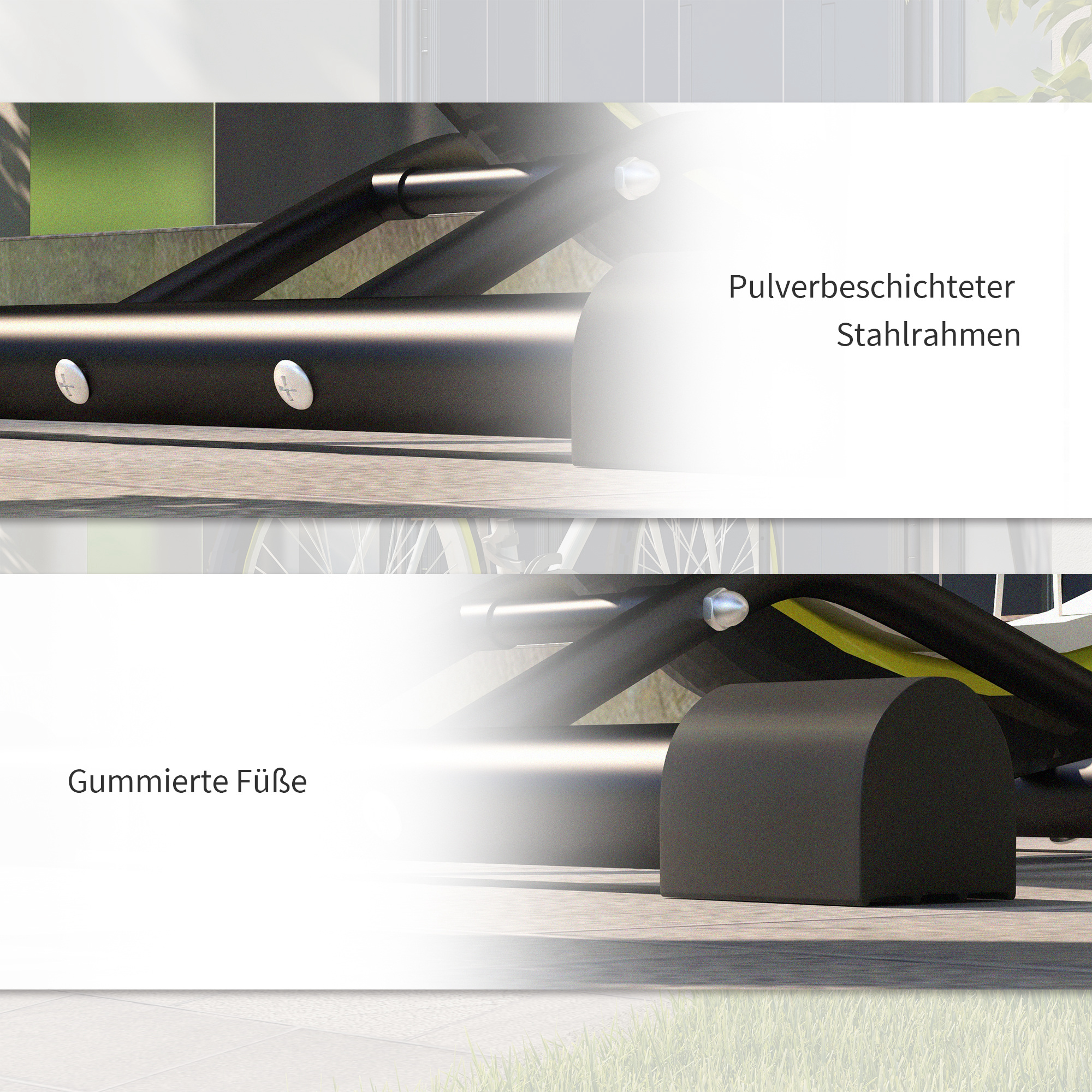 Fahrradständer, vertikal/horizontal, für 24-29", 700c, 41 x 41 x 76-121cm, Stahl, Schwarz