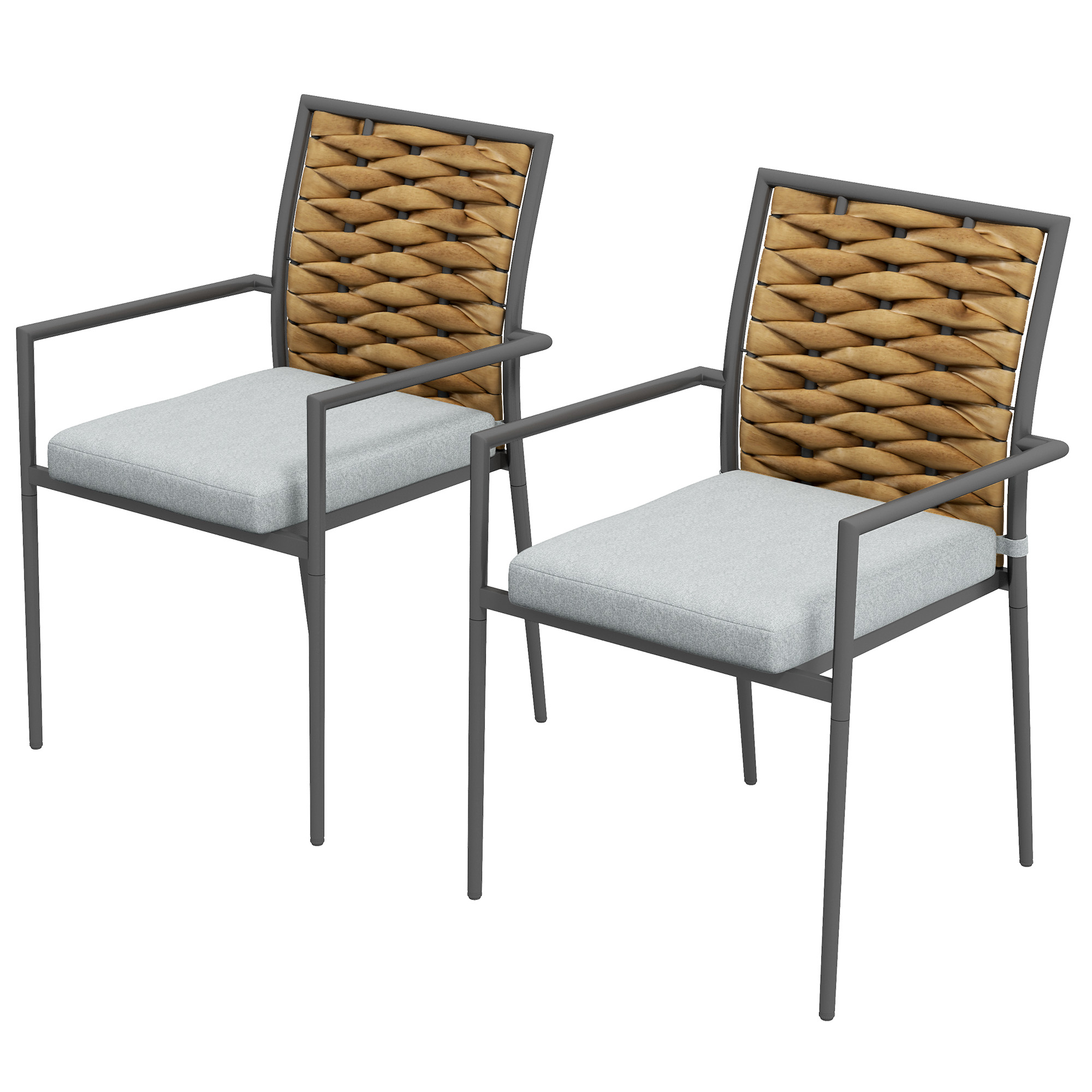 Gartenstühle Outdoor-Stühle Terrassenstühle, wetterbeständig, modernes Design, 57 x 58 x 87cm, Grau