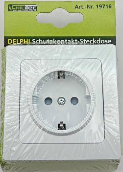 DELPHI Schutzkontakt-Steckdose, 250V~/ 16A, inkl. Rahmen, UP, weiß
