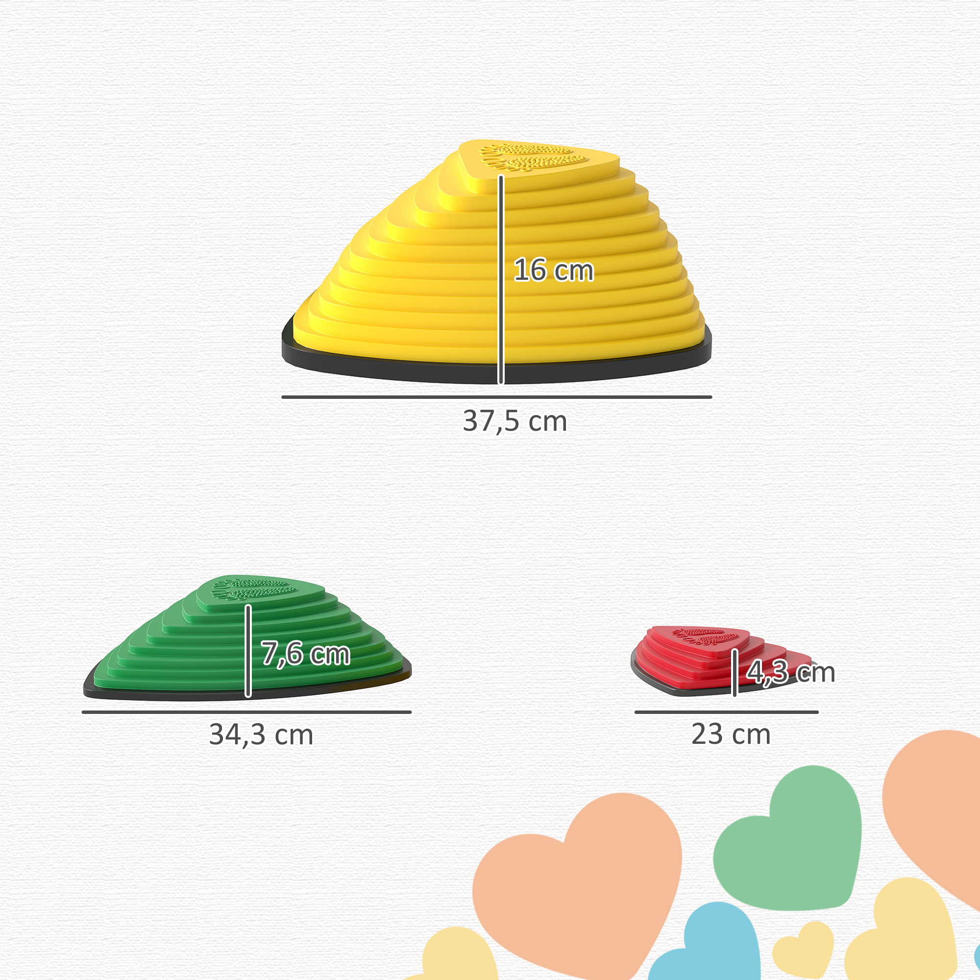 6er-Set Trittsteine, rutschfestes Design, für drinnen & draußen, stapelbar, Bunt