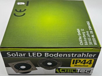 Solar LED Bodenstrahler "CTB-E", eckig, 105x105x40mm, IP44, Edelstahl-Front