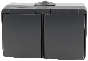 NUQUI Feuchtraum Doppel-Steckdose horiz., IP54, Aufputz, 250V~/ 16A