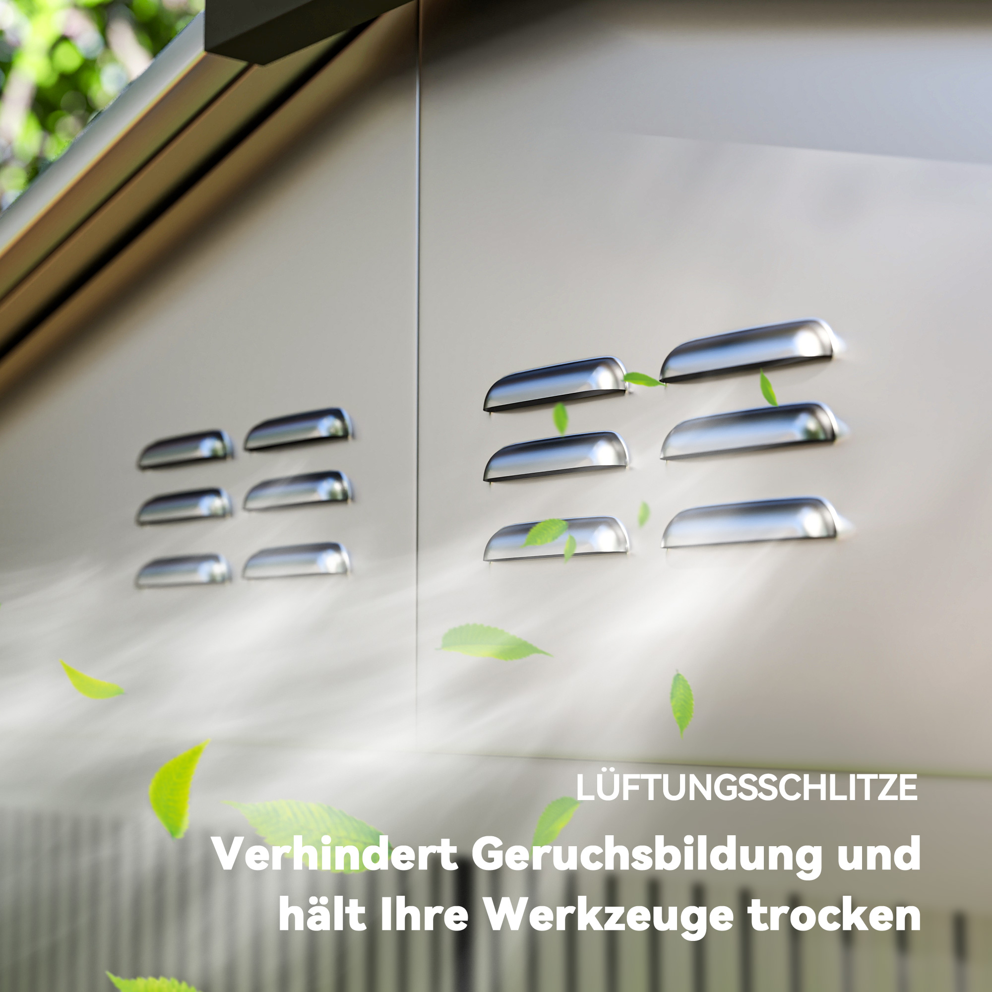 2,43 ? Gerätehaus, 213 x 131 x 192 cm Geräteschuppen mit Satteldach, Abschließbare Schiebetür, wetterfest, Grau