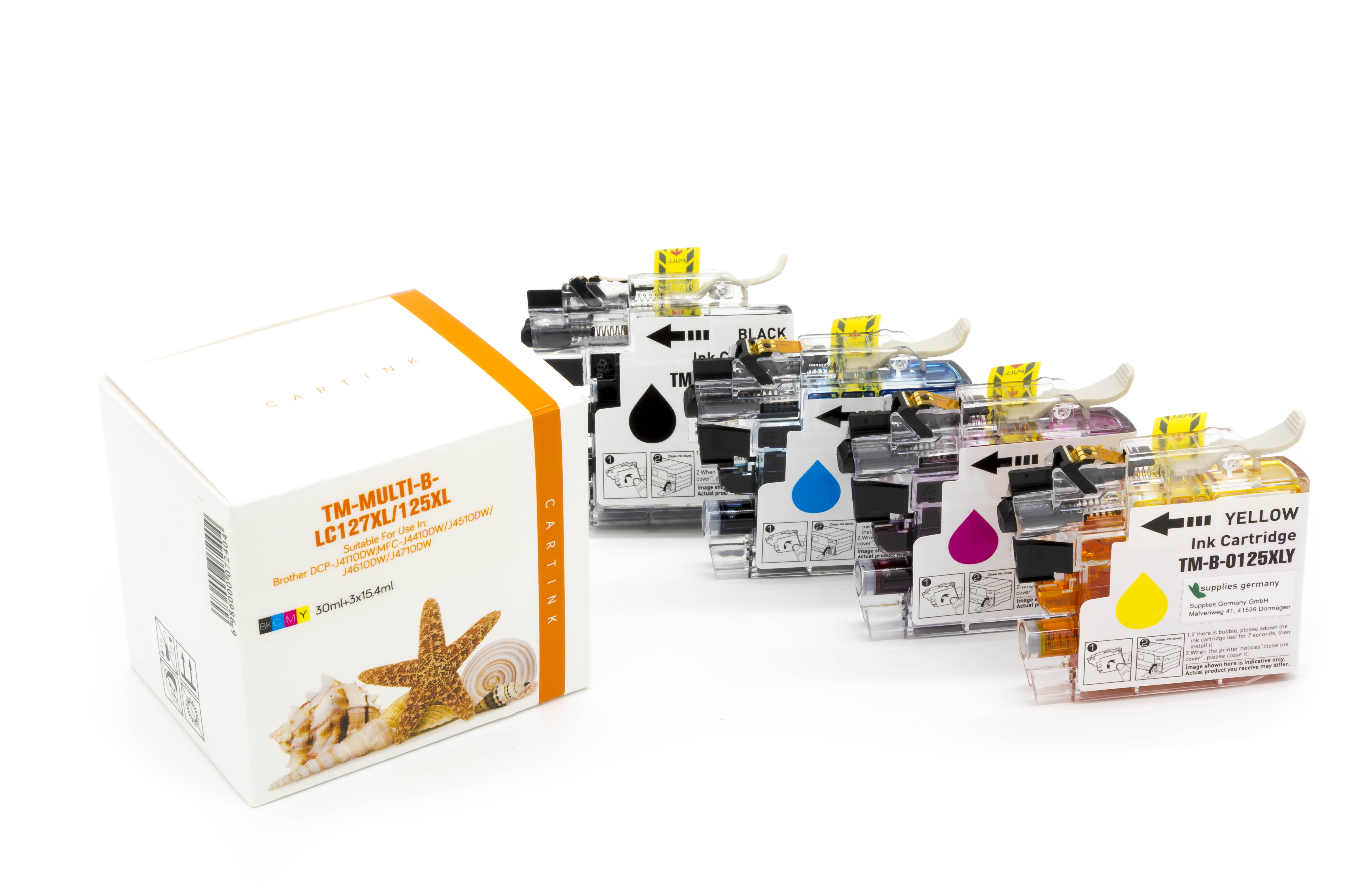 Multipack LC127/125 alternativ Tinte für Brother / LC127XLVALBP / BK30ml / C,M,Y15ml