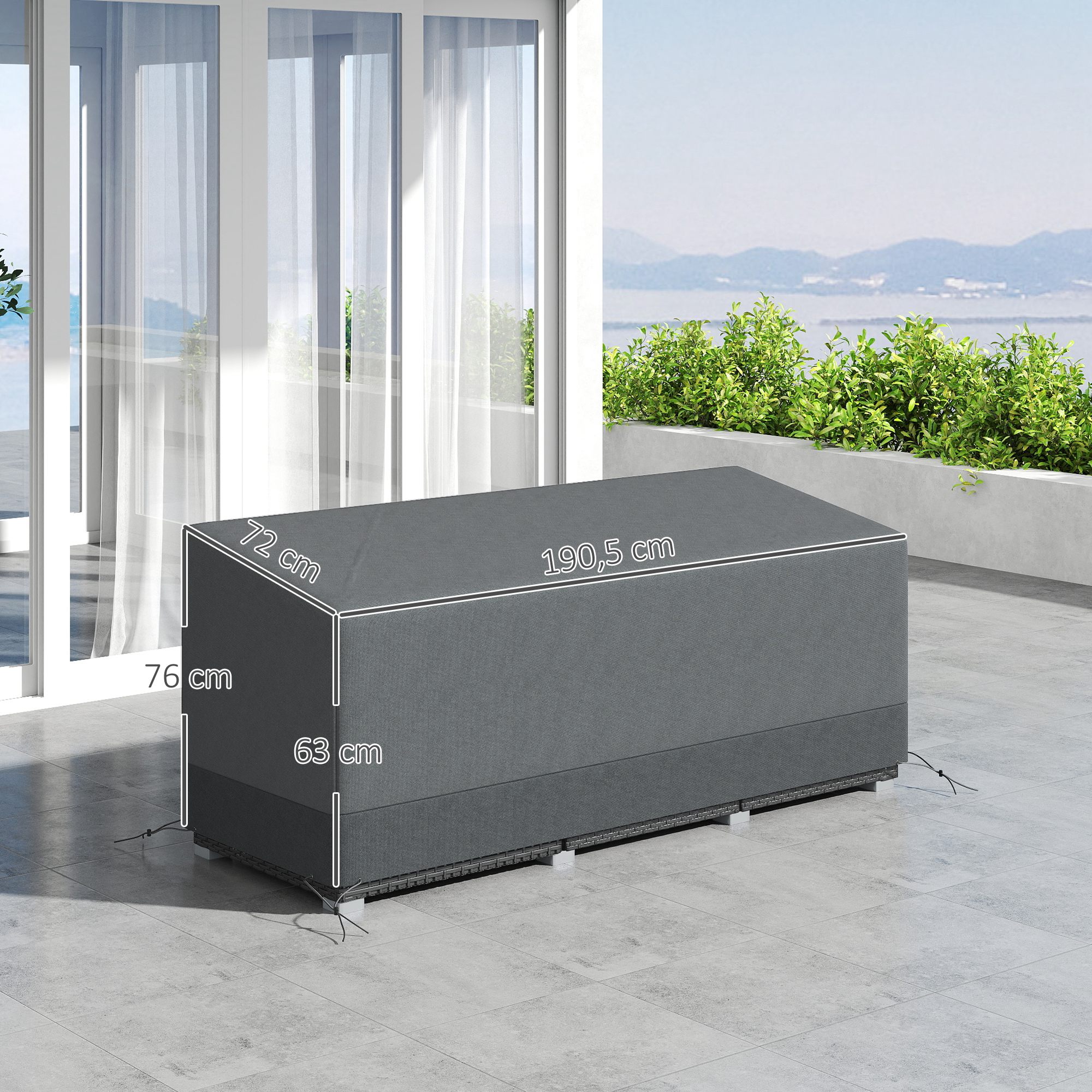 Schutzhülle für Gartenmöbel Winterfest Wasserdicht Abdeckung Anti-UV 600D Oxford Gewebe 190,5 x 72 x 76cm Hellgrau