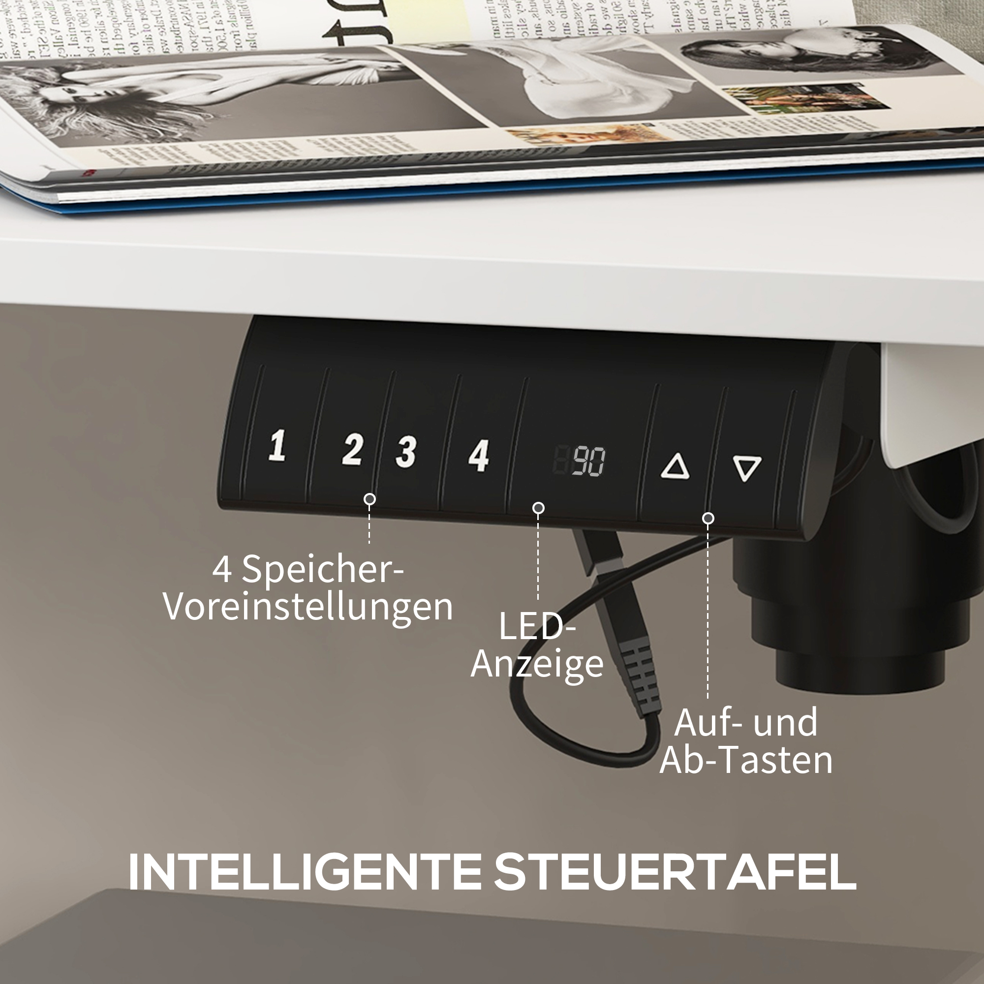 Stehpult höhenverstellbarer Computertisch Schreibtisch, 140 cm x 70 cm x 116 cm, Weiß