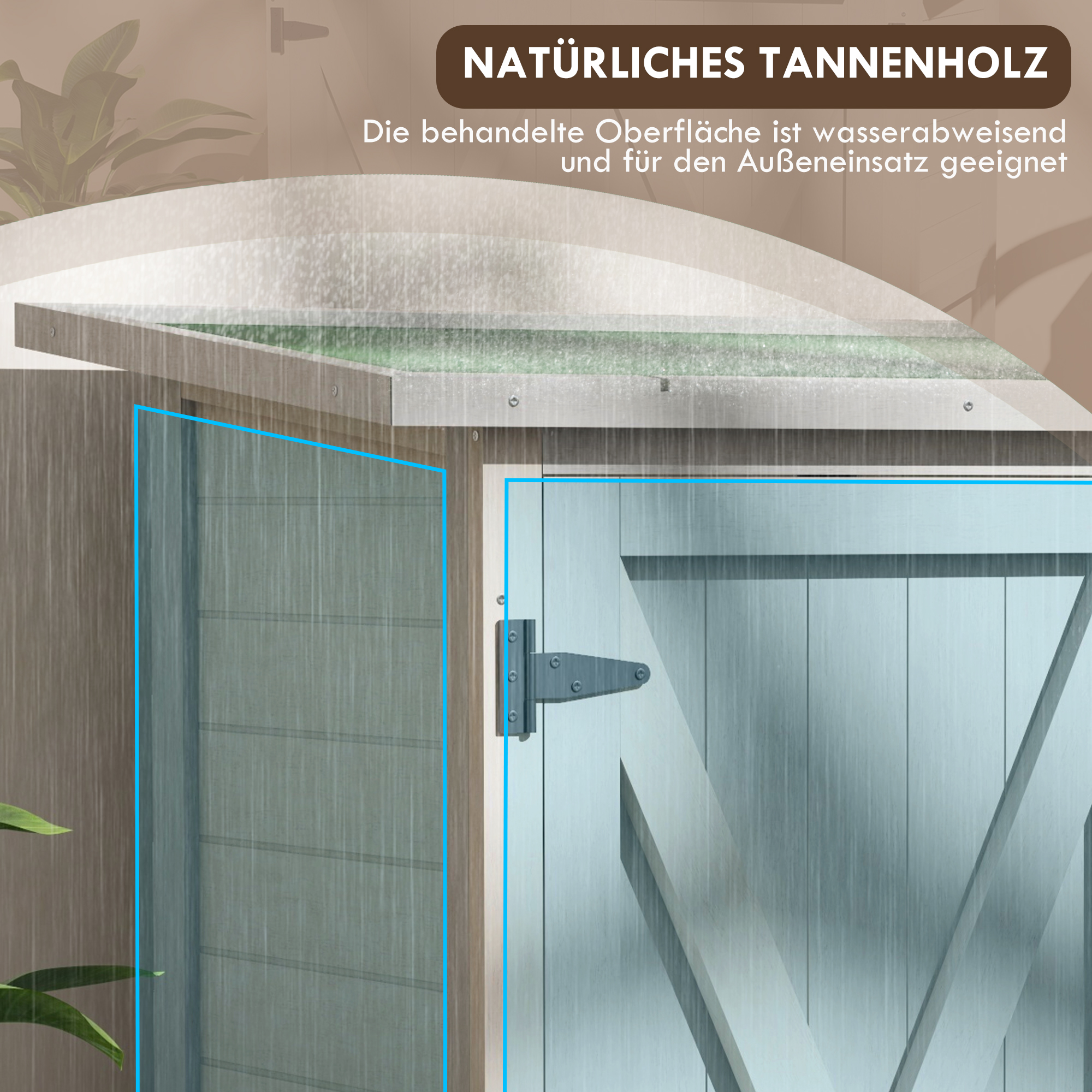 Geräteschrank aus Holz mit 2 Türen, Geräteschuppen mit Asphaltdach, 110 x 55 x 117 cm, Hellgrau